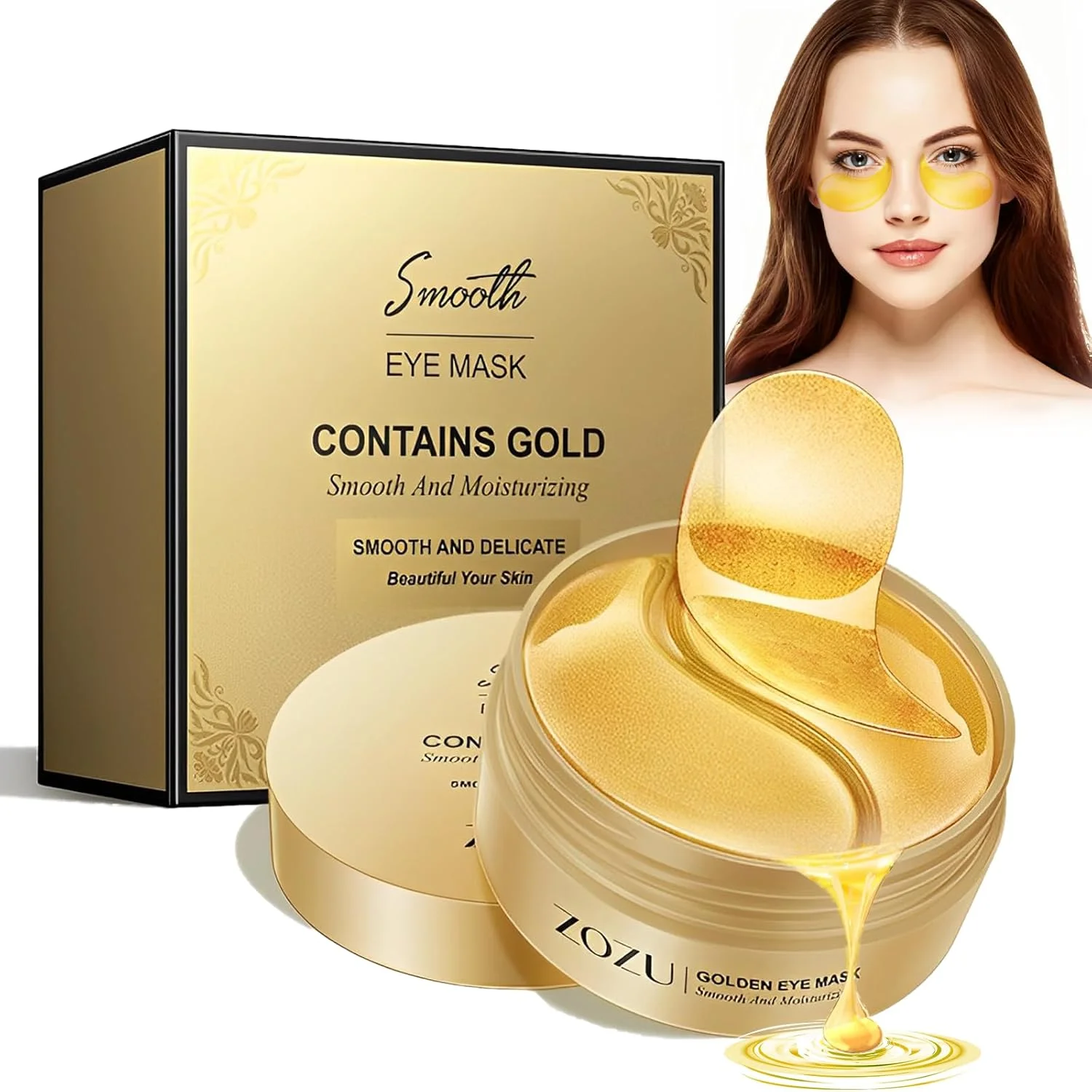 بسته 60 عددی پدهای ژلی زیر چشم طلا 24 عیار، پد چشم، ضد پف، پدهای ضد چروک چشم با هیالورون و کلاژن، مرطوب کننده و ضد پف، چروک، سیاهی و گودی زیر چشم