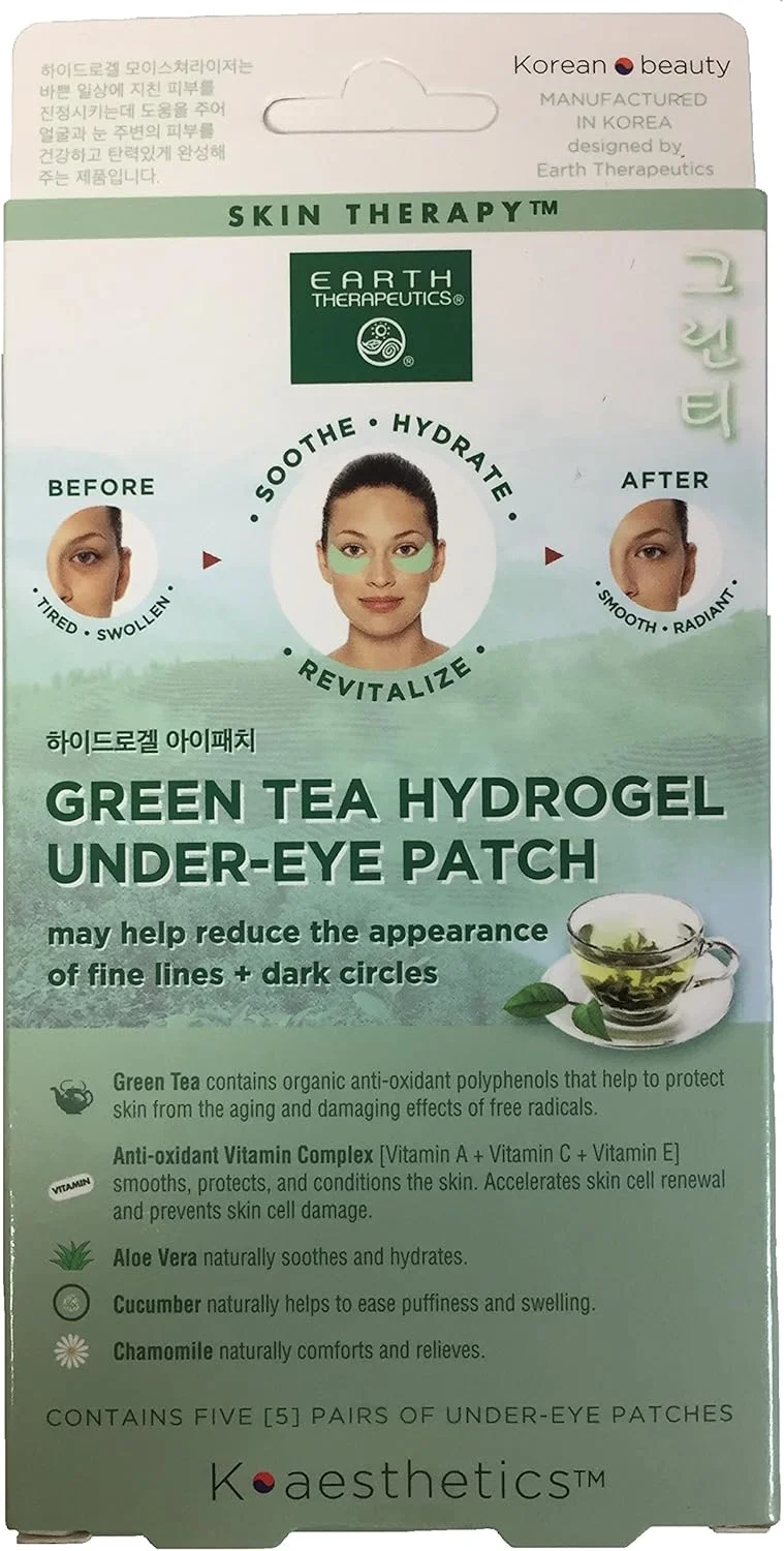 پد زیر چشم هیدروژل Earth Therapeutics، بسته کلاژن و چای سبز