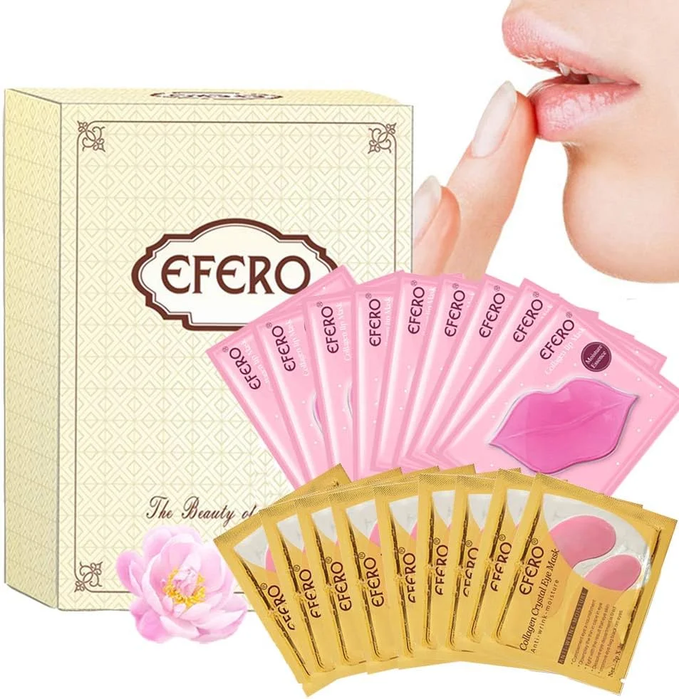 ماسک لب مرطوب کننده صورتی MEICOLY ماسک چشم کلاژن کریستالی ژل ضد پیری پچ های چشم حذف کننده حلقه های تیره 18 بسته با جعبه