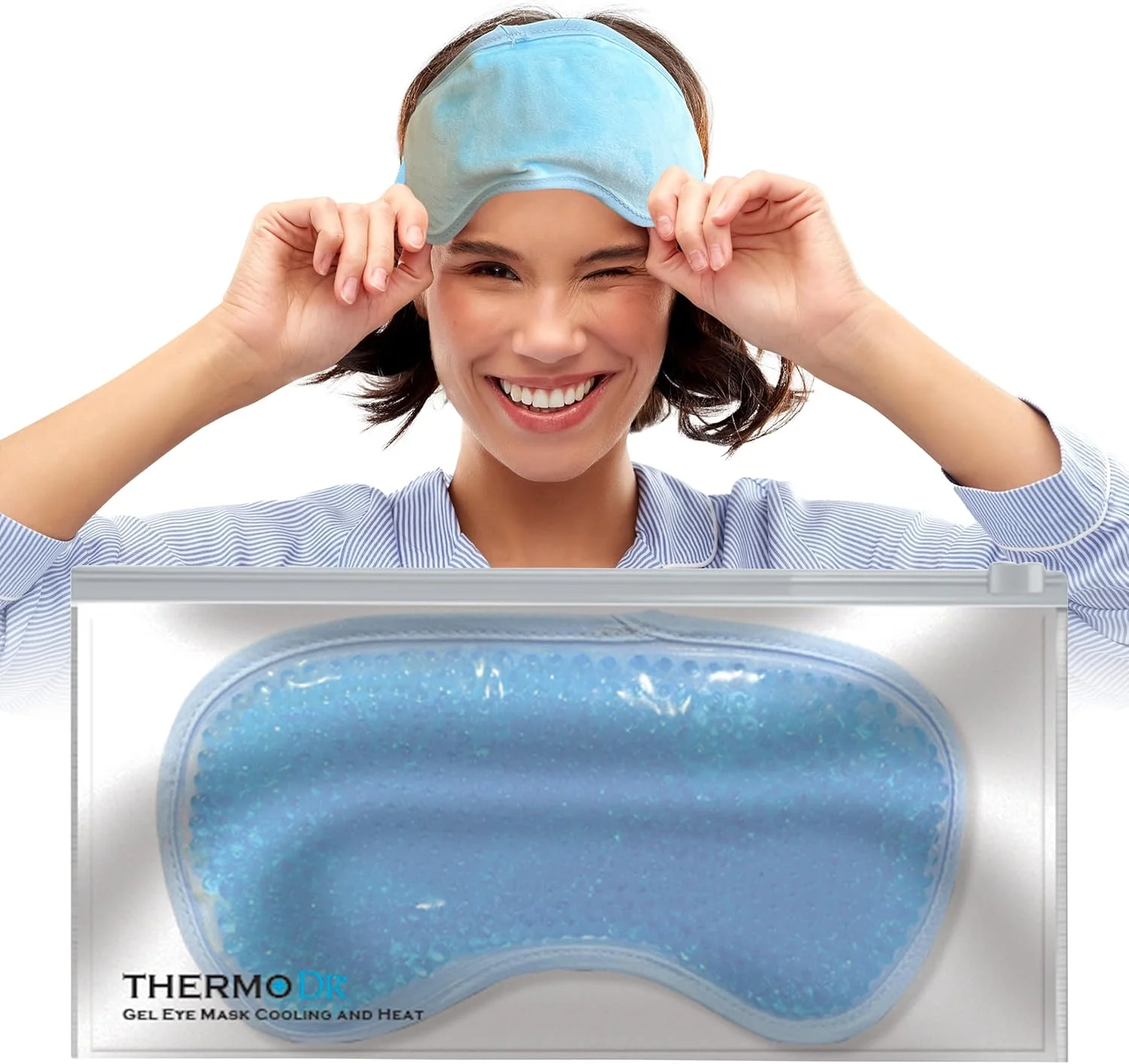 ماسک چشم ژلی - ماسک خنک کننده چشم با پارچه مخمل یک طرفه، مهره های ژلی انعطاف پذیر و بند الاستیک - ماسک های چشم گرم و سرد برای پف چشم، خستگی چشم و ناراحتی - ماسک چشم ژلی گرم و خنک