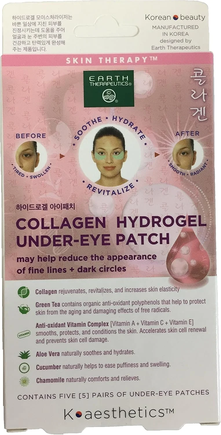 پد زیر چشم هیدروژل Earth Therapeutics، بسته کلاژن و چای سبز