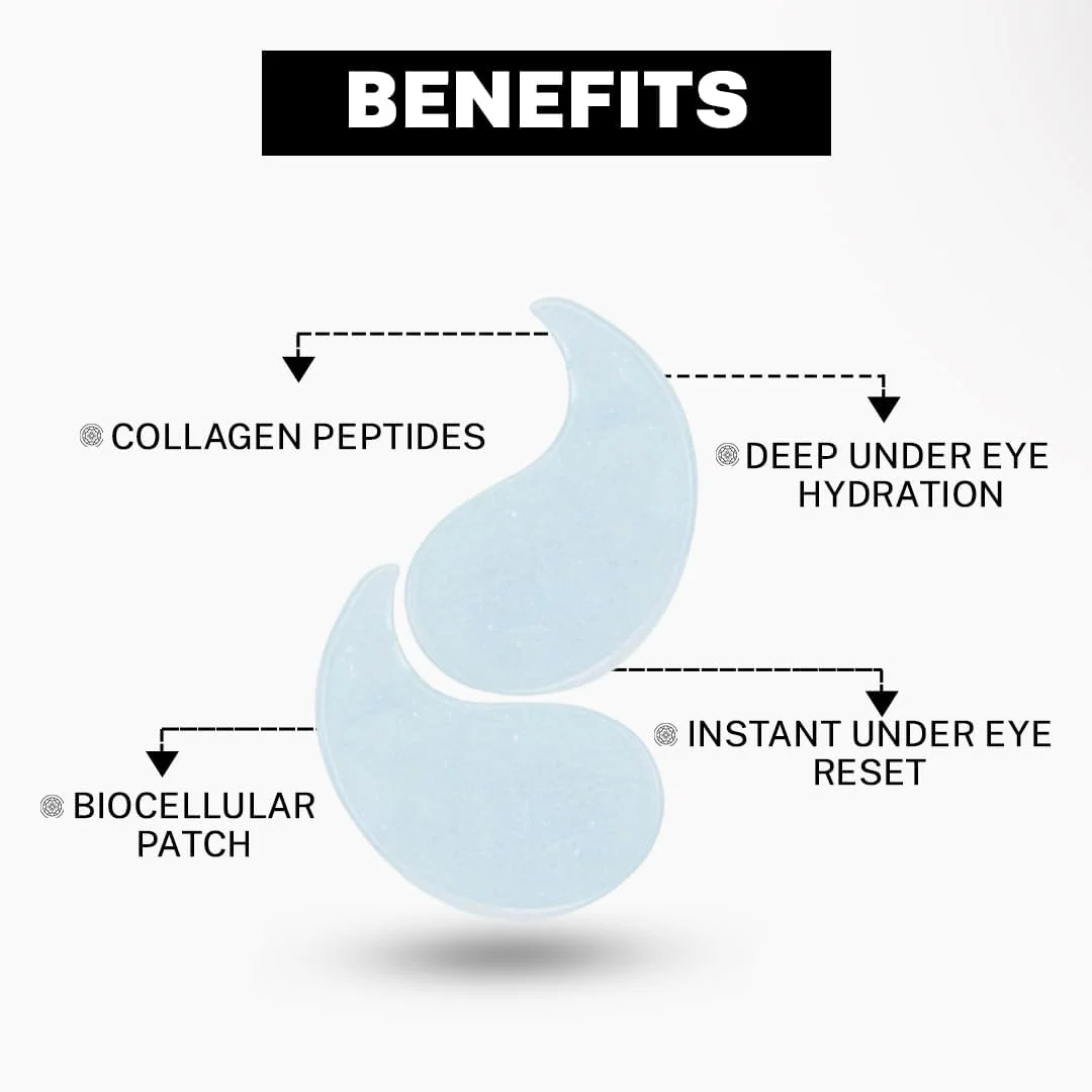 پد زیر چشم هیدروژلی HOUSE OF BEAUTY حاوی کلاژن، هیالورونیک اسید و پپتید - پد حجم دهنده زیر چشم، 30 جفت پد برای چشم های گود، کدر و پف کرده (60 عدد)