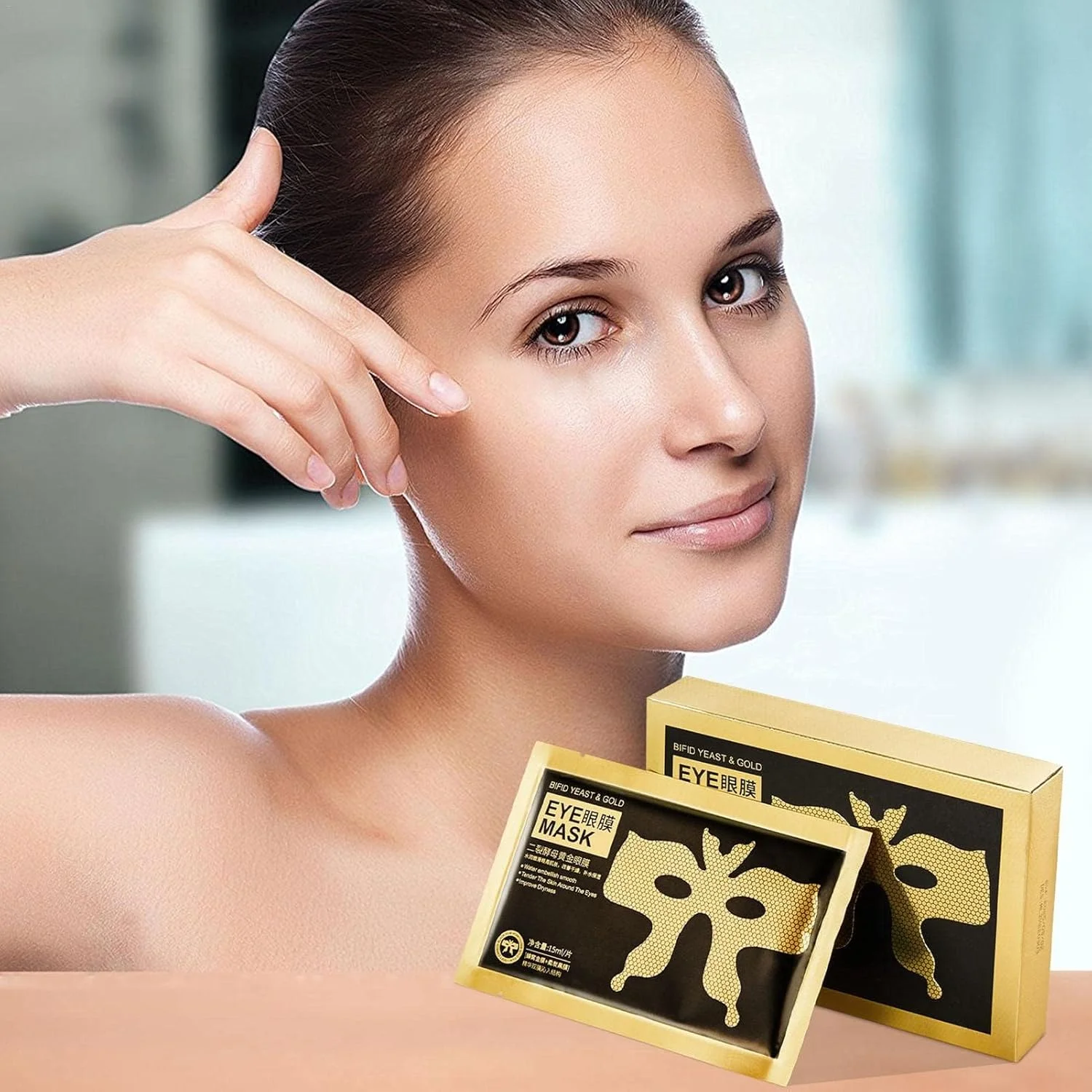 پدهای طلایی دور چشم، پچ مراقبت از پوست دور چشم ضد پیری - احیا کننده و طراوت بخش پوست دور چشم، پدهای زیر چشم کاهش دهنده چین و چروک و خطوط ریز