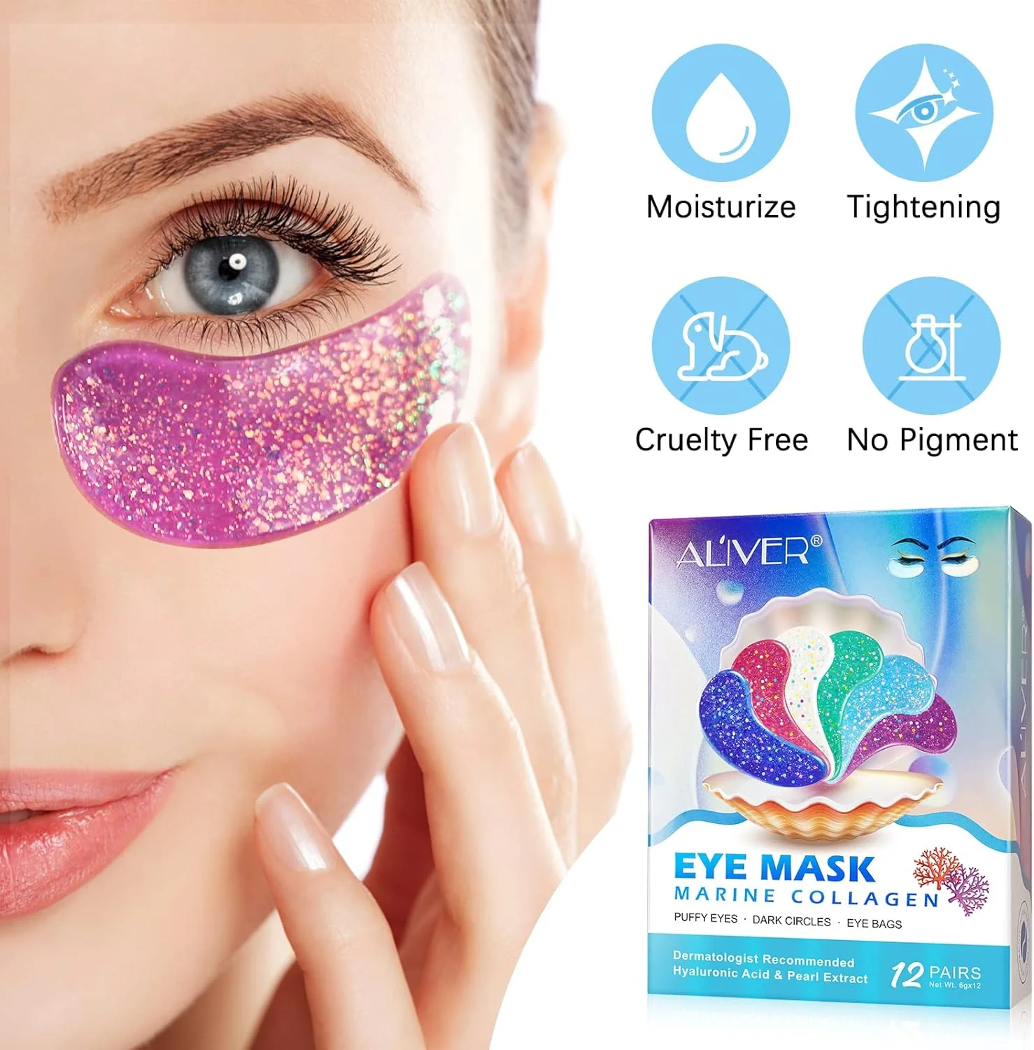 پدهای ژلی دور چشم، ماسک چشم، پدهای کلاژن دریایی طبیعی، مراقبت مرطوب کننده چشم، ماسک های مرواریدی که چین و چروک، پف، سیاهی دور چشم، پف کردگی و خطوط ریز را کاهش می دهند، 12 جفت