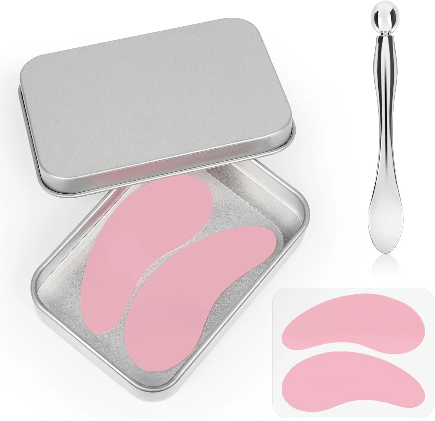 پدهای سیلیکونی زیر چشم - 2 عدد پد چشم قابل استفاده مجدد برای کاهش خطوط ریز و چروک (صورتی)