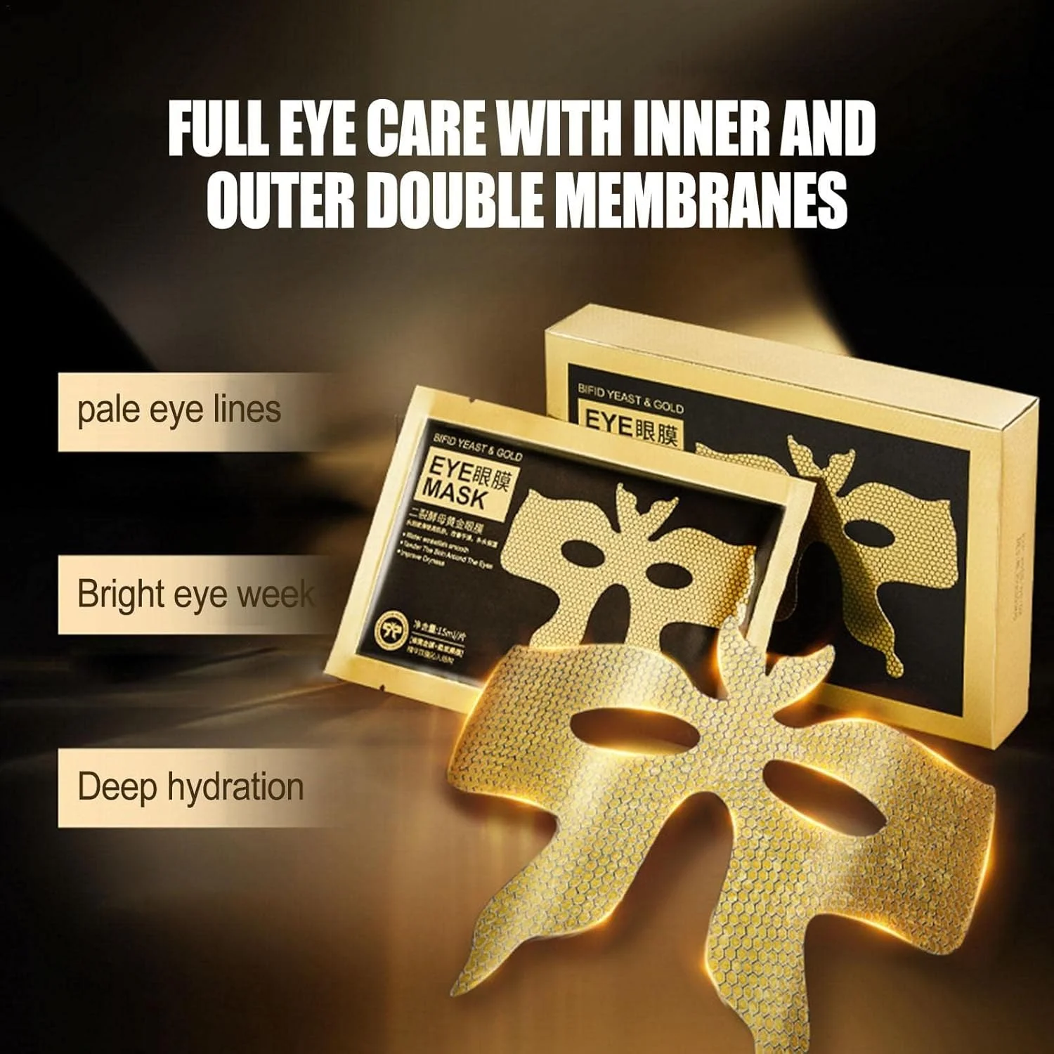 پدهای طلایی دور چشم، پچ مراقبت از پوست دور چشم ضد پیری - احیا کننده و طراوت بخش پوست دور چشم، پدهای زیر چشم کاهش دهنده چین و چروک و خطوط ریز