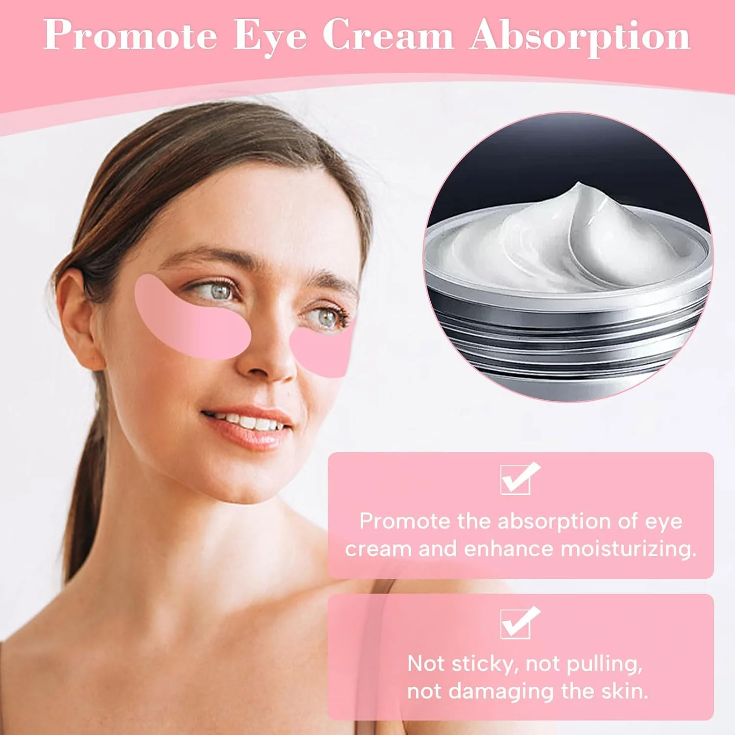 پدهای سیلیکونی زیر چشم - 2 عدد پد چشم قابل استفاده مجدد برای کاهش خطوط ریز و چروک (صورتی)