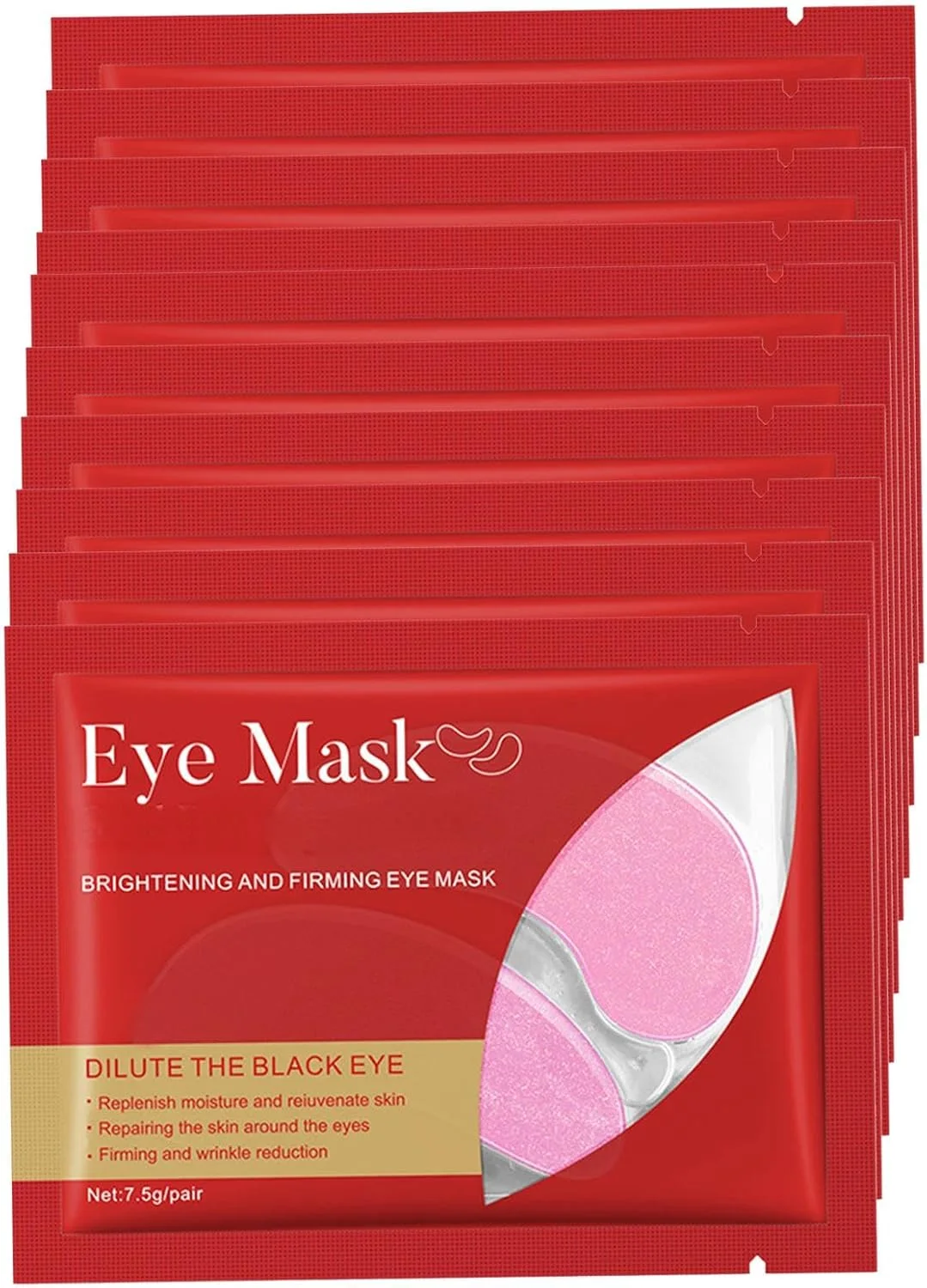 پدهای ماسک صورت برای رفع سیاهی دور چشم، پد ضد پف و چروک چشم، ماسک پد خنک کننده و طراوت بخش چشم [بسته 10 عددی، قرمز]