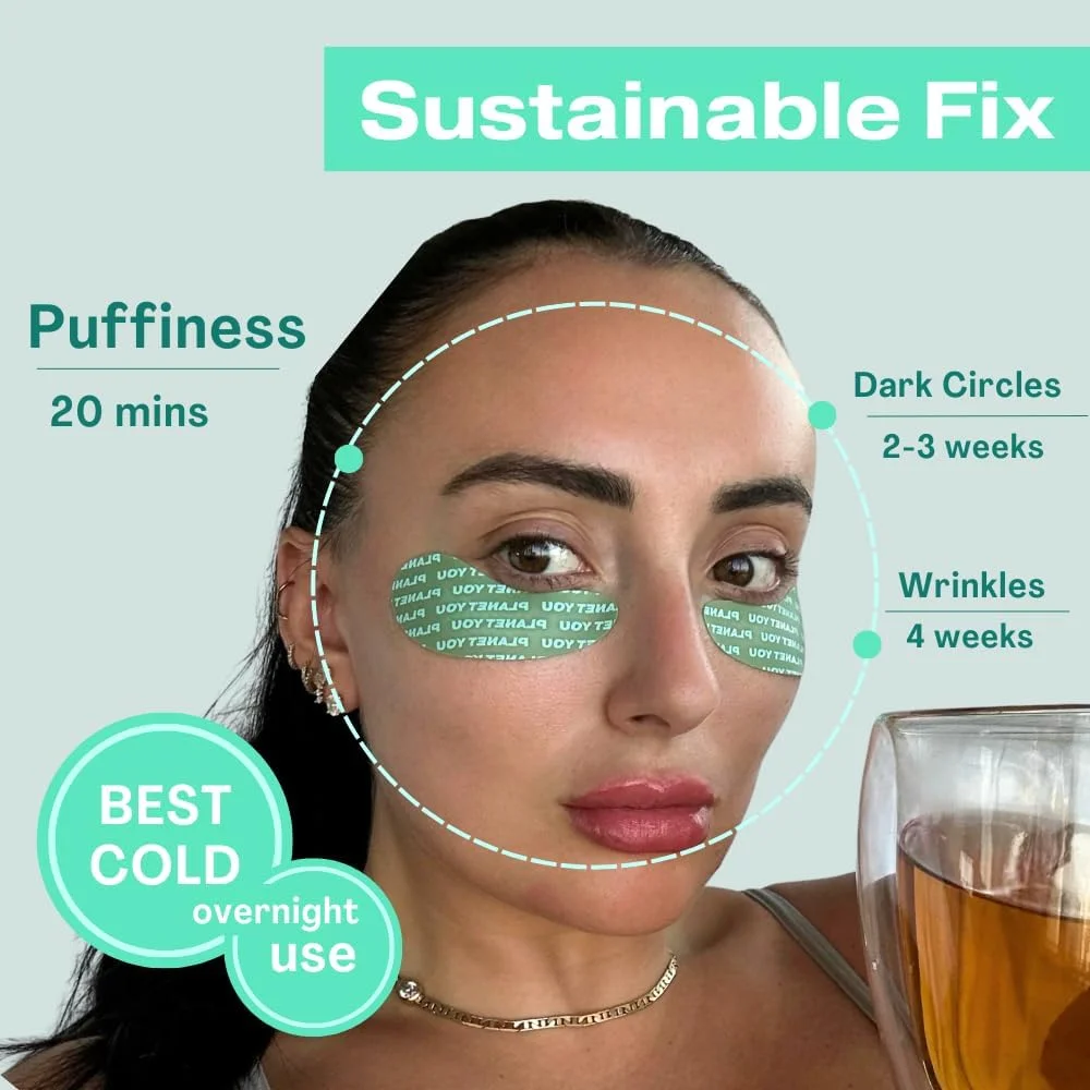 پدهای زیر چشم چندبار مصرف پاف آف - پدهای سیلیکونی برای پف، سیاهی و خستگی دور چشم، و چروک - پد آبرسان برای مراقبت از پوست و خود مراقبتی - دارای جعبه فلزی - 1 جفت