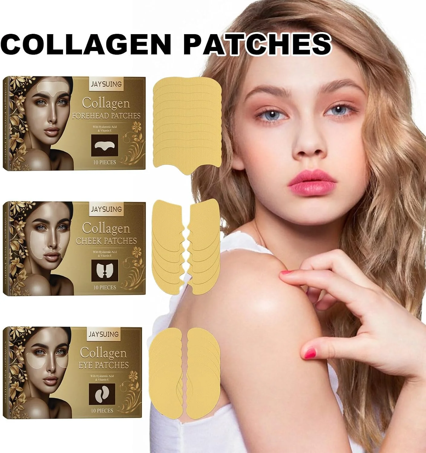 پچ زیر چشم Fawoonu (10 جفت) - مراقبت از چشم طلایی خنک کننده برای چین و چروک، پف و سیاهی دور چشم، درمان مراقبت از پوست برای آقایان و بانوان