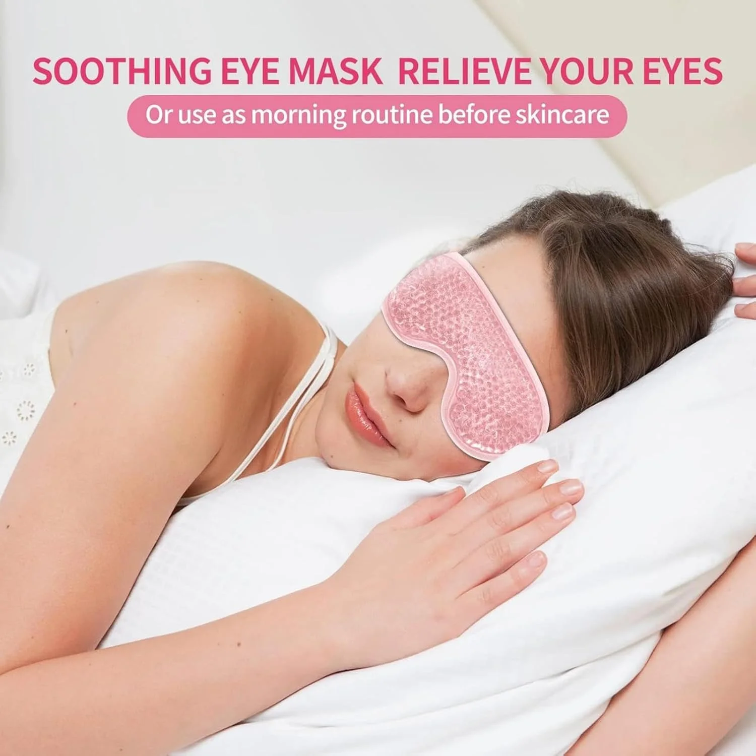 تزویق 2 عدد ماسک چشم، ژل درمانی گرم و سرد قابل استفاده مجدد برای پف، حلقه های تیره، کیسه های زیر چشم، خشکی چشم، سردرد، میگرن، رفع استرس - کمپرس مهره ژلی خنک کننده (صورتی)