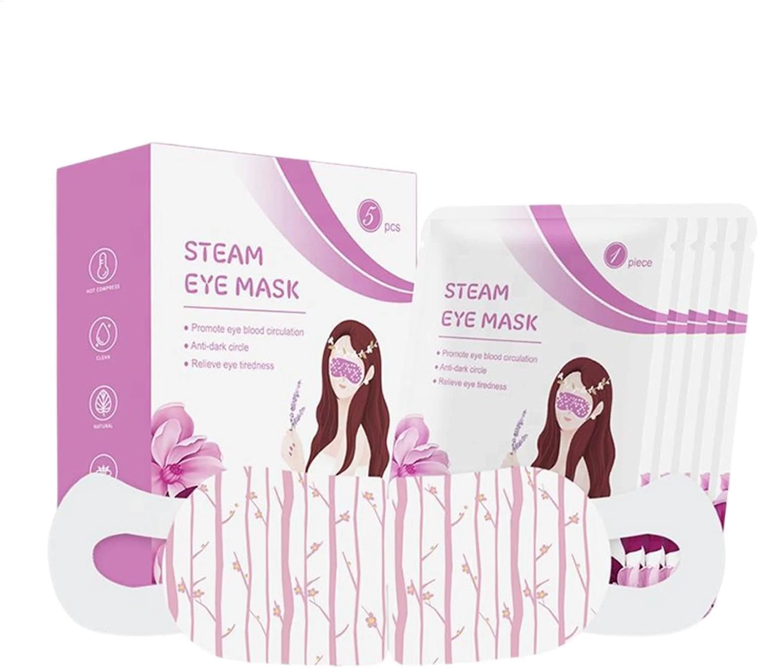 ۵ بسته ماسک چشم بخار برای خشکی چشم، کمپرس گرم اسطوخودوس خود گرم شونده، ماسک های تسکین دهنده برای خواب، گرمای مرطوب آرامش بخش برای خستگی، کمک استراحت سفر برای زنان و مردان