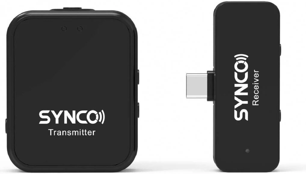 سیستم میکروفون بی‌سیم 2.4 گیگاهرتزی SYNCO G1TL با درگاه USB-C و لایتنینگ برای گوشی‌های هوشمند آیفون و اندروید، برد 150 متری، تا 8 ساعت ضبط، کنترل گین 3 مرحله‌ای، میکروفون گیره‌ای برای ولاگ یوتیوب، مشکی | WAIR-G1TL