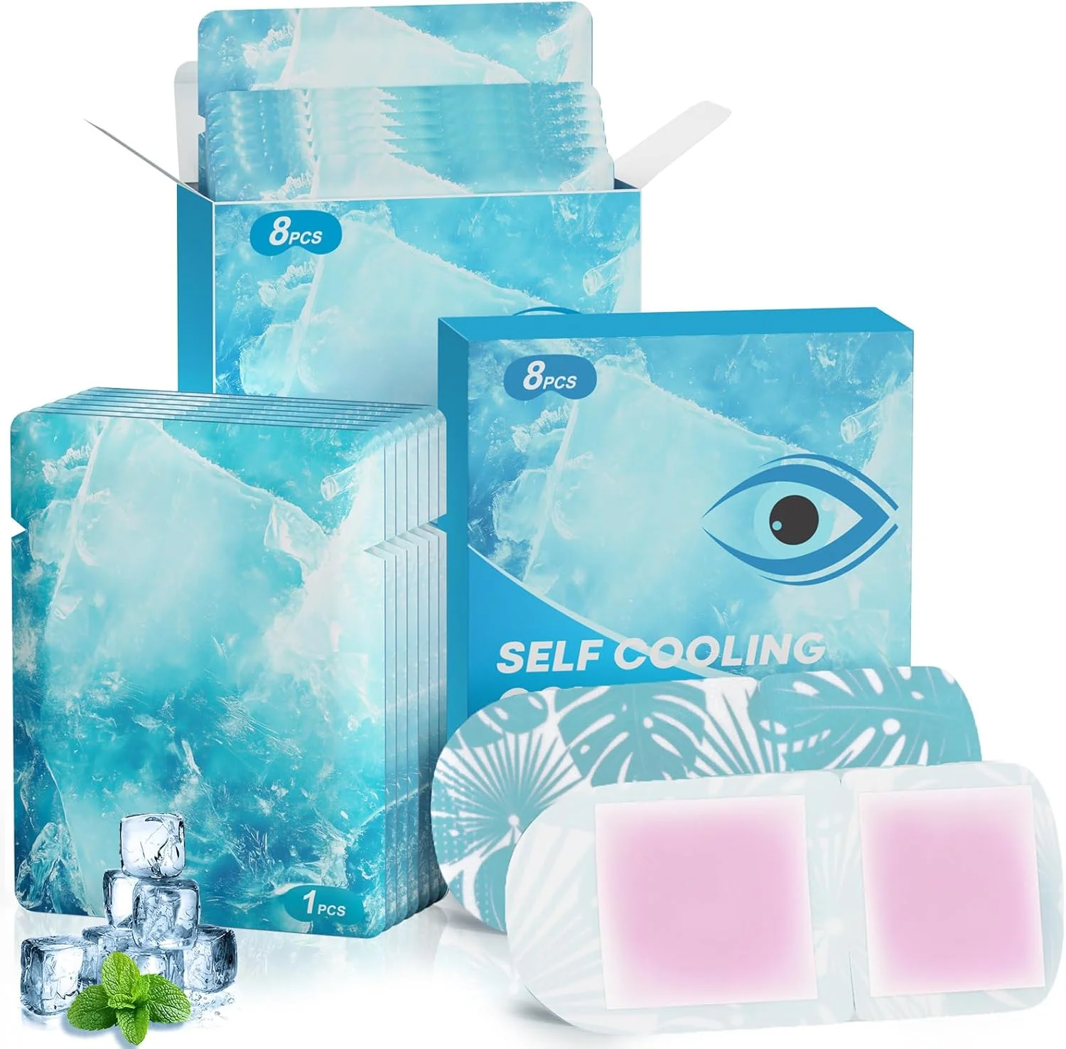 ماسک چشم هیدروژلی خود خنک کننده، ماسک چشم سرد برای پف و سوزش چشم، کمپرس سرد برای تسکین سریع خستگی و سردرد، بسته بندی جداگانه لوازم ضروری سفر، 16 عدد