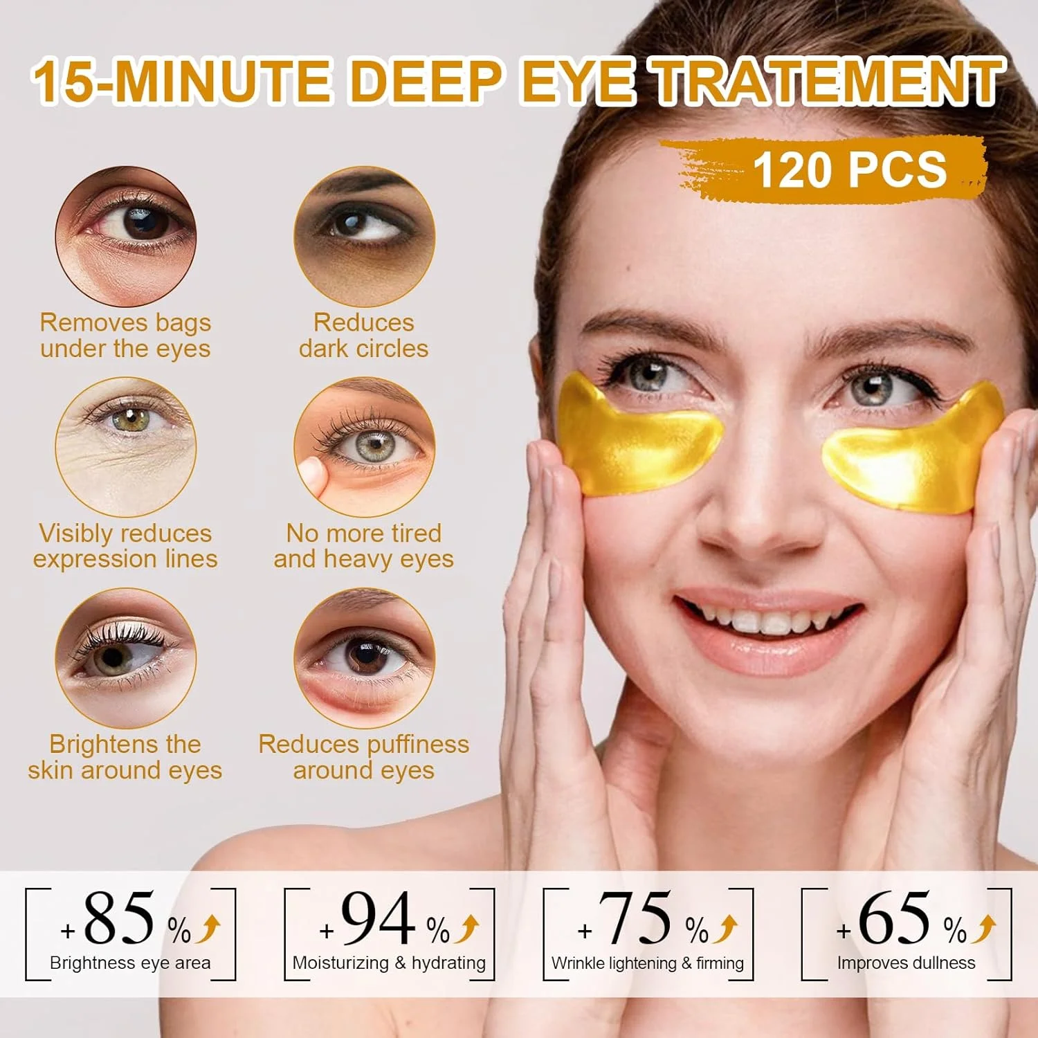 پد زیر چشم برای رفع سیاهی دور چشم، پدهای هیالورونیک اسید، رفع چین و چروک، رفع پف زیر چشم، ماسک چشم، ضد پیری، لیفتینگ، مرطوب کننده، پد خنک کننده چشم، بسته 120 عددی