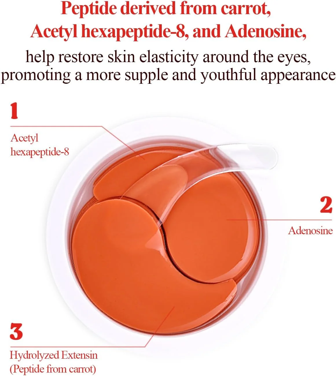 ماسک دور چشم پپتیدی 10 روزه 20 عددی (10 جفت) - پچ احیا کننده دور چشم، سفت کننده دور چشم با اکستنسین هیدرولیز شده، پپتید، آدنوزین، مناسب مسافرت، سبک وزن