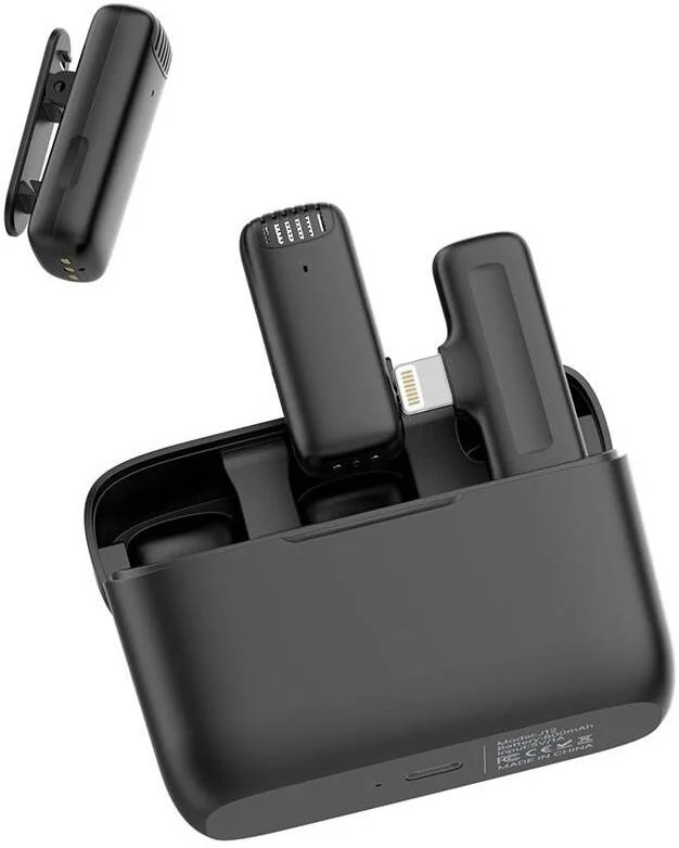 سیستم میکروفون یقه ای بی سیم یولانزی J12، الگوی دریافت صدای فراگیر 360 درجه، دارای ماژول حذف نویز هوشمند داخلی، دریافت بی سیم تا 20 متر، رابط لایتنینگ اپل، مشکی | J12 سیستم میکروفون یقه ای بی سیم یولانزی J12، الگوی دریافت صدای فراگیر 360 درجه، دارای ماژول حذف نویز هوشمند داخلی، دریافت بی سیم تا 20 متر، رابط لایتنینگ اپل، مشکی | J12