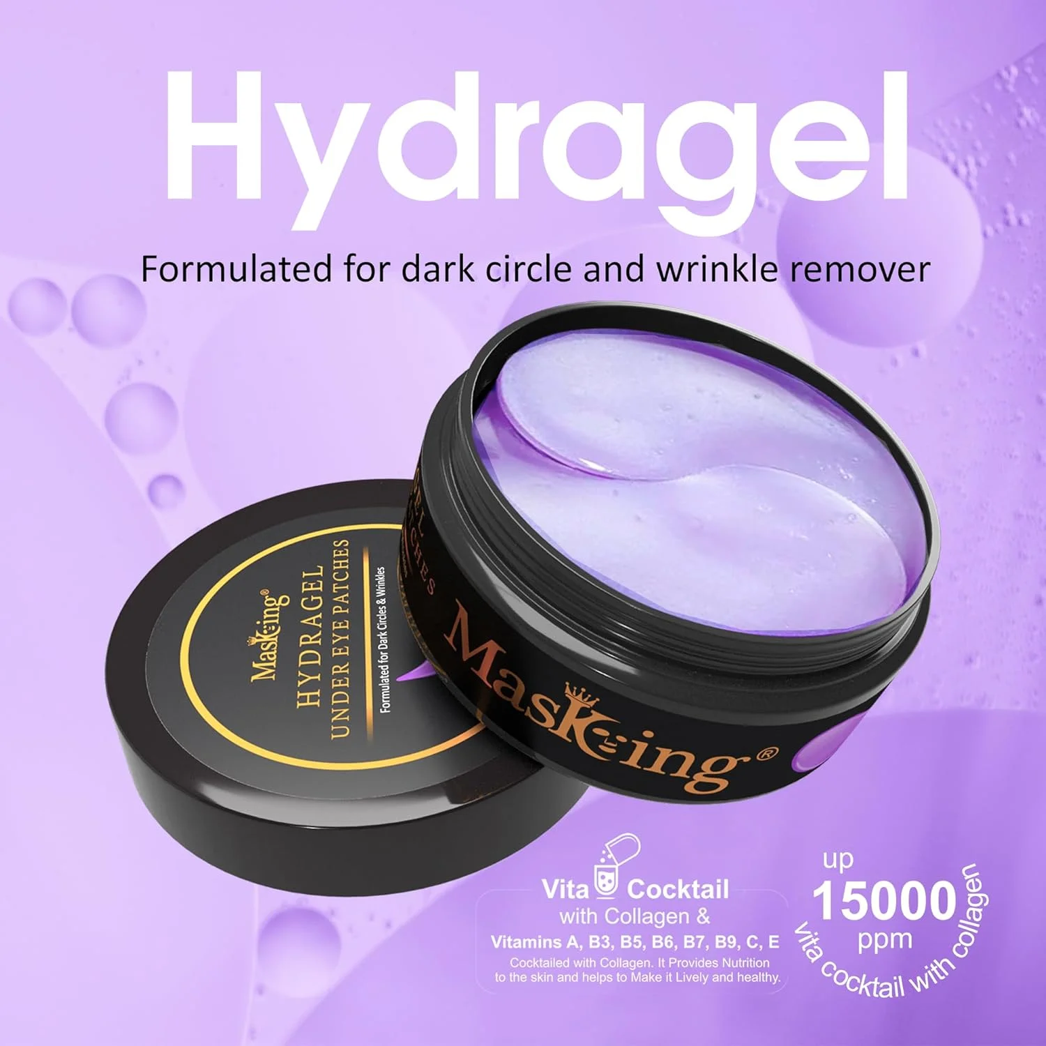 پدهای زیر چشم برای کاهش تیرگی و چین و چروک، حاوی ویتا کوکتل و کلاژن ۱۵۰۰۰ ppm برای بانوان (۶۰ عدد)