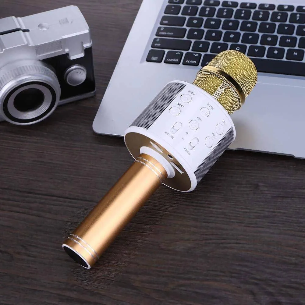 میکروفون استریو کارائوکه بلوتوث بی سیم مدل Ws8581 با پورت USB میکروفون استریو کارائوکه بلوتوث بی سیم مدل Ws8581 با پورت USB