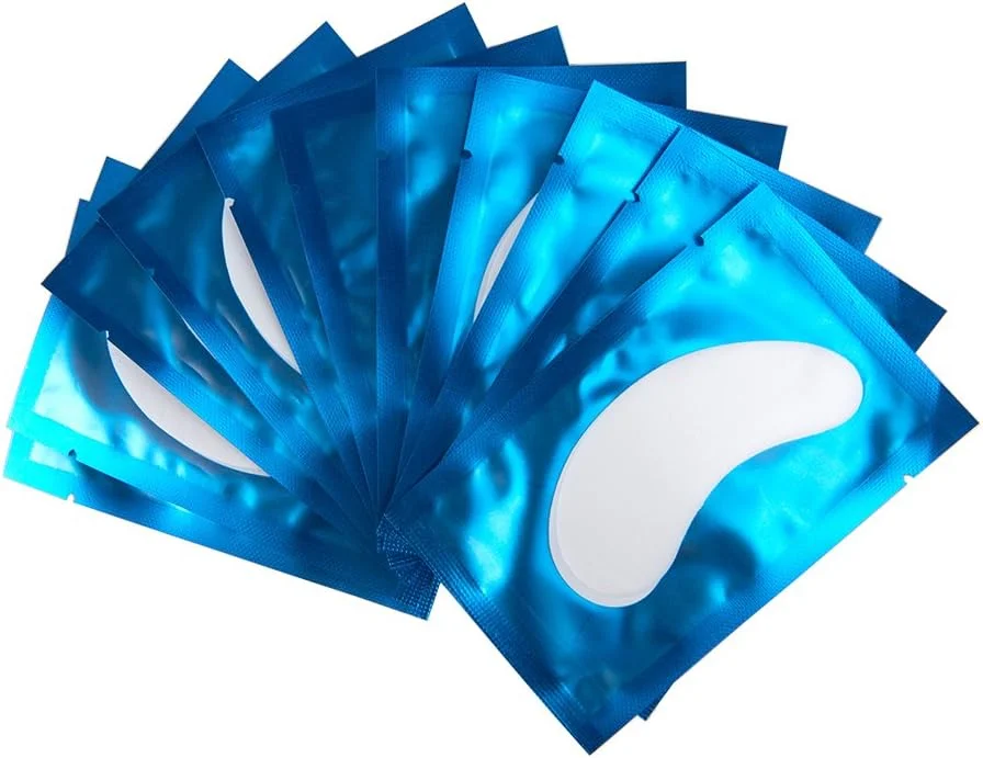 پدهای ژلی زیر چشم برای اکستنشن مژه، 50 جفت، پدهای بدون پرز، ماسک چشم، ابزار زیبایی، پد زیر چشم هیدروژل کلاژن (آبی)