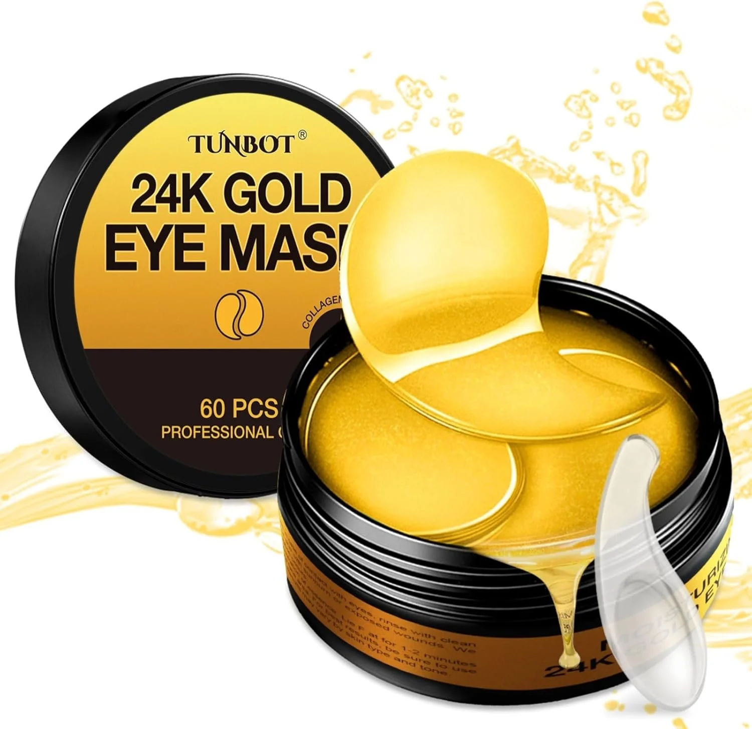 ماسک دور چشم تونبات - 60 عدد - ماسک دور چشم طلای 24 عیار - ضد پیری - حاوی کلاژن و اسید هیالورونیک - از بین برنده سیاهی دور چشم، پف و چین و چروک، مرطوب کننده - مراقبت از پوست در خانه