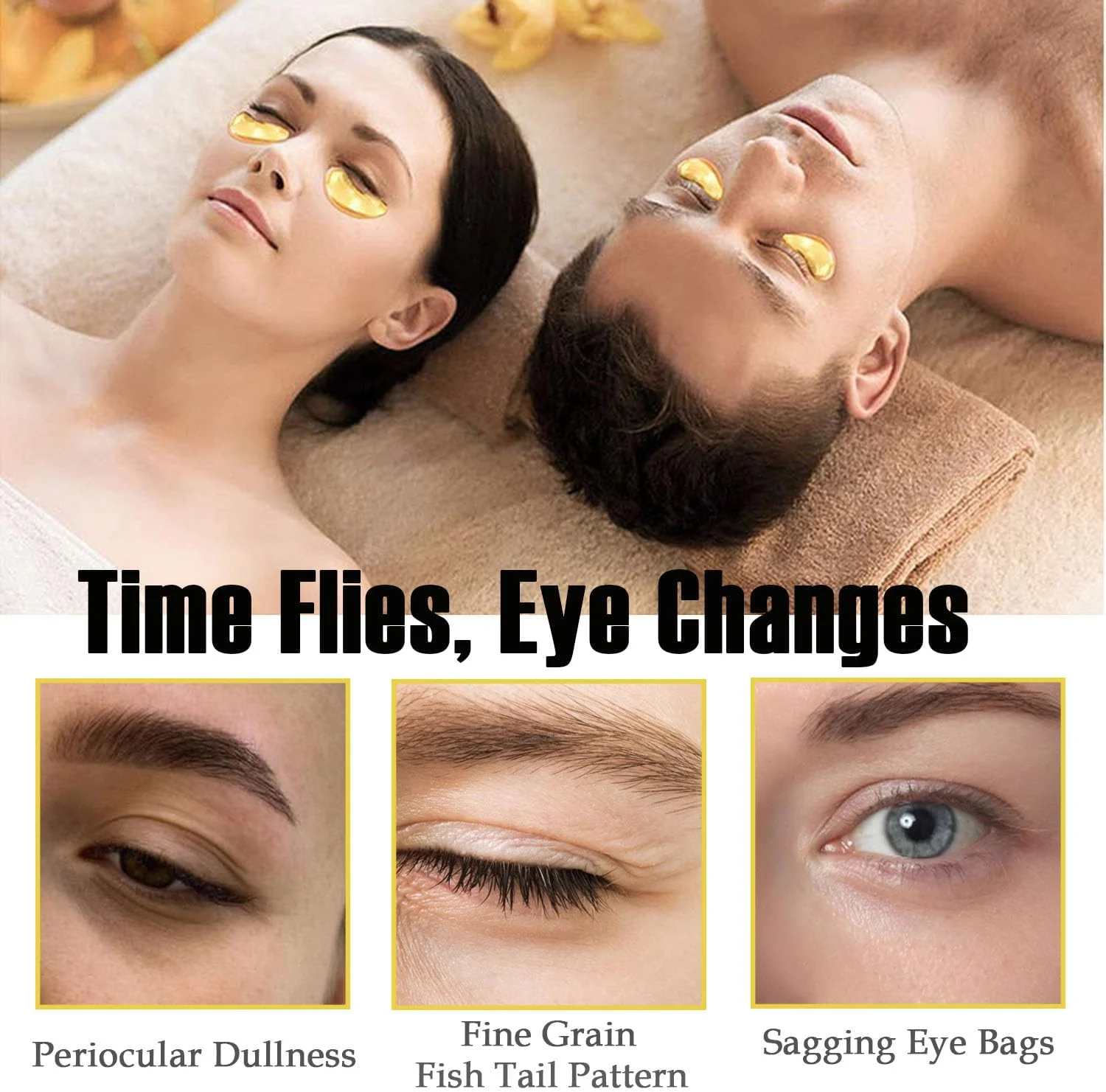 ماسک لب Sulily (30 جفت) و ماسک چشم ژلی طلای 24K، پچ های چشم کلاژن کریستالی برای پف زیر چشم، مرطوب کننده و کاهش خطوط ریز و حلقه های تیره برای زنان و مردان