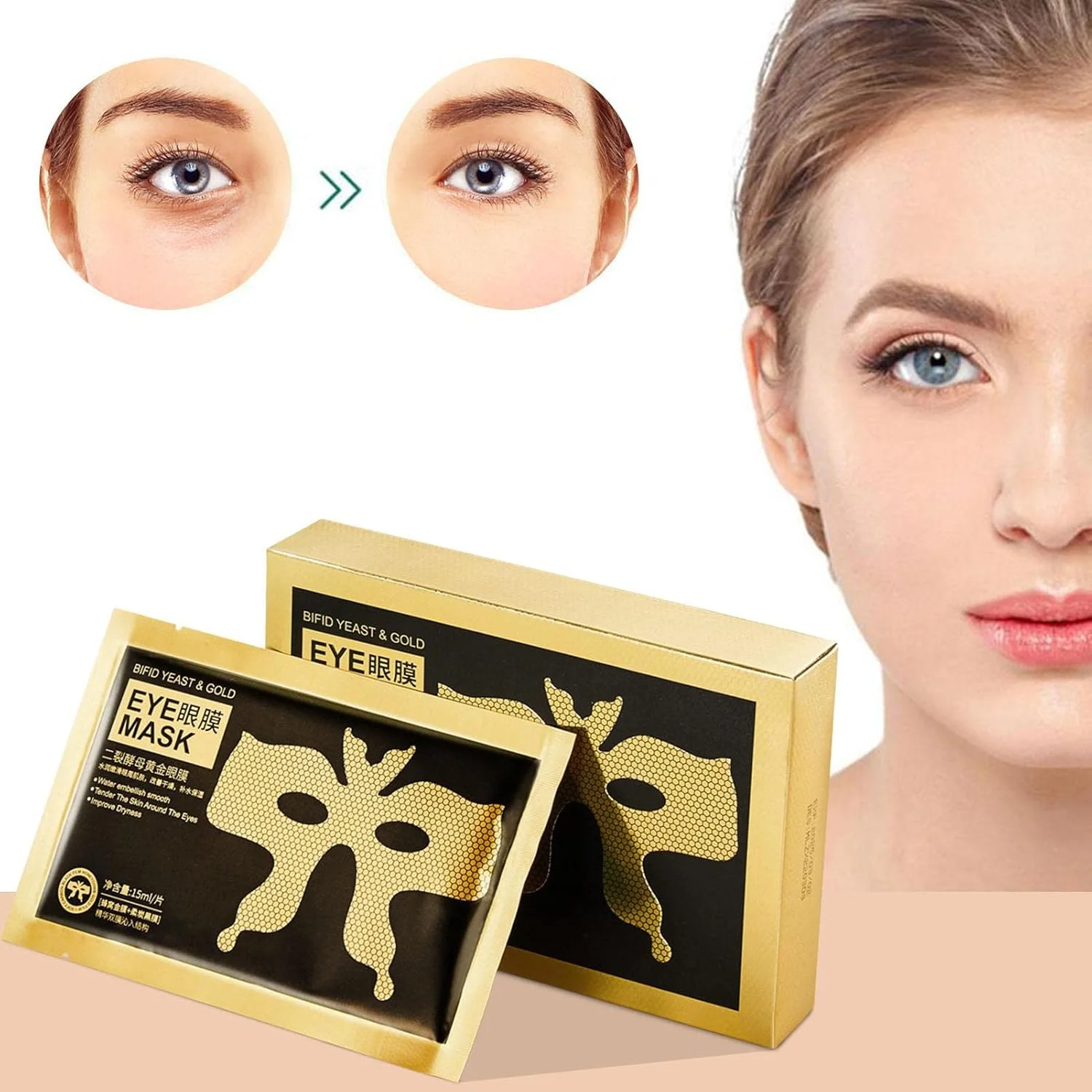 پد های طلایی دور چشم | پد مرطوب کننده مراقبت از پوست دور چشم | احیا کننده و طراوت بخش پوست، پد های زیر چشم کاهش دهنده چروک و خطوط ریز