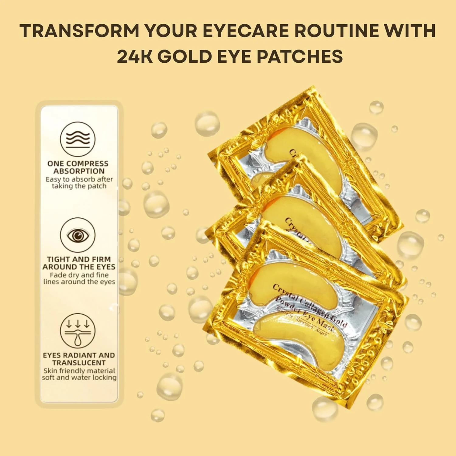 پدهای دور چشم مونته گونی با طلای 24 عیار (20 جفت) - ماسک دور چشم کلاژن و اسید هیالورونیک برای رفع تیرگی، پف و چین و چروک - پدهای ژلی مرطوب کننده و ضد پیری برای آقایان و بانوان