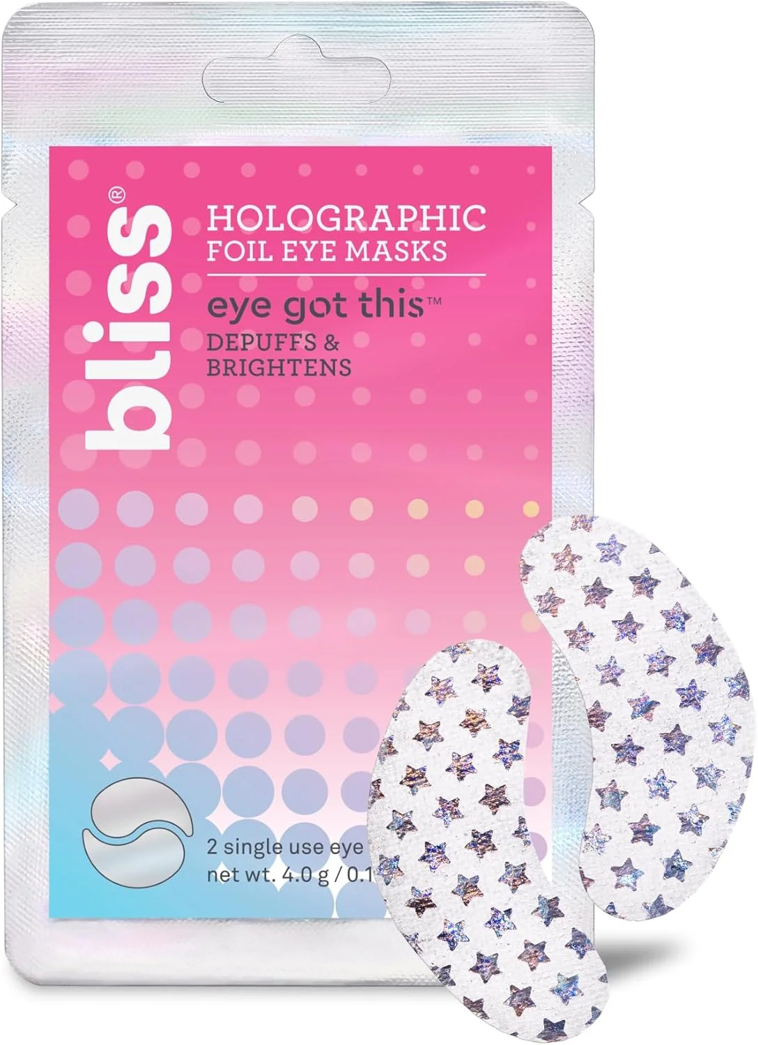 ماسک چشم ورقه ای هولوگرافیک Bliss Eye Got This - بسته 5 عددی - شاداب کننده و بیدار کننده چشم - کاهش پف و سیاهی دور چشم - پاک کننده - وگان و بدون تست حیوانی