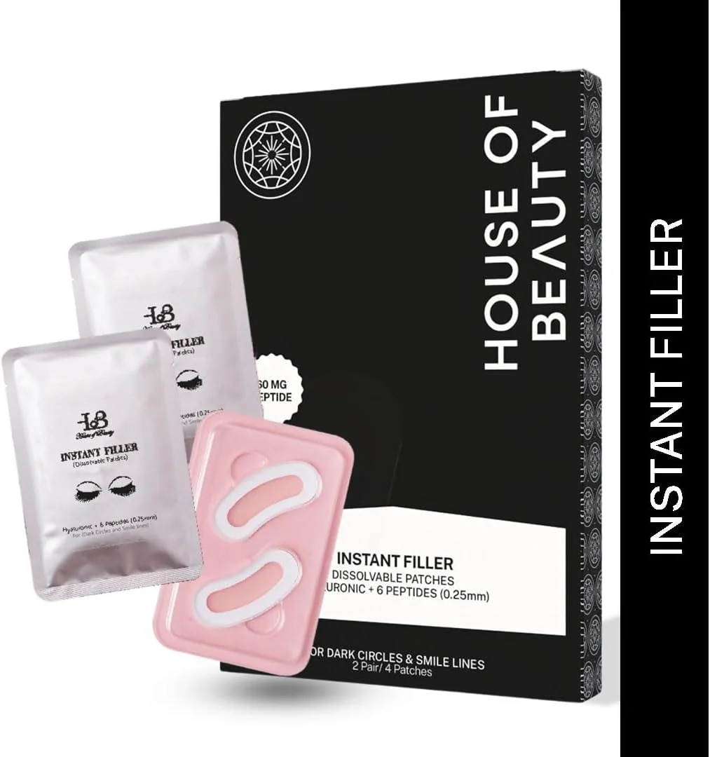 پچ های پرکننده فوری هاوس آف بیوتی - پچ های حل شونده 0.25 میلی متری برای پوست، درخشش صورت، حلقه های تیره، خطوط ریز، زیر چشم (2 جفت)