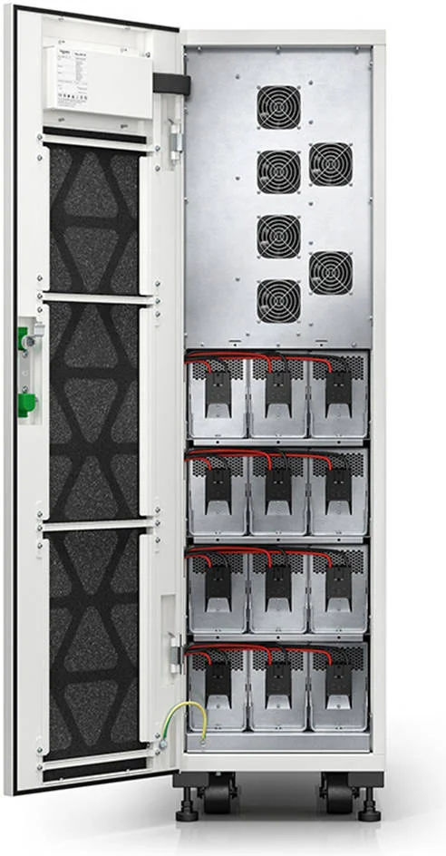 منبع تغذیه بدون وقفه (UPS) ایزی APC 3S 20 kVA، ولتاژ ورودی 400 ولت 3 فاز، 3 رشته باتری ماژولار داخلی 7 آمپر ساعت، جریان ورودی 37.0 آمپر، نوع باتری VRLA، فرکانس ورودی 45 - 65 هرتز، سفید | E3SUPS20KHB2