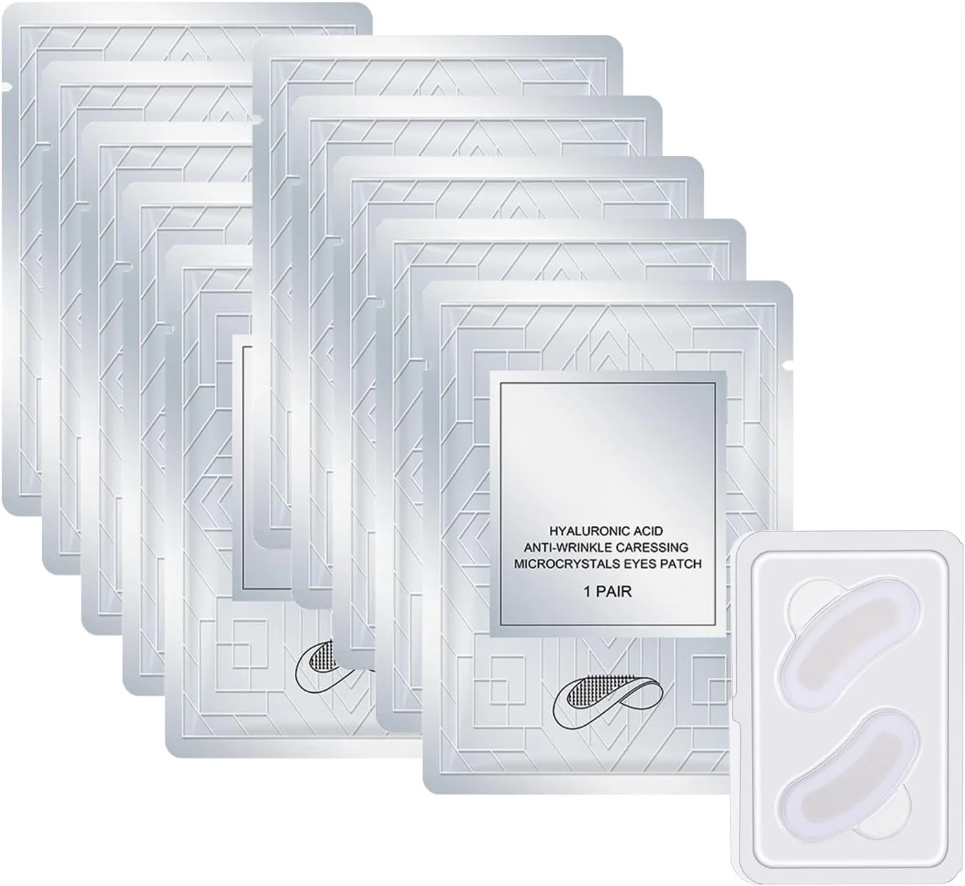 پد زیر چشم حل شونده با اسید هیالورونیک و پپتیدها - ضد چروک، کاهش پف و آبرسان زیر چشم برای تیرگی دور چشم، مراقبت از پوست شبانه (10 جفت)