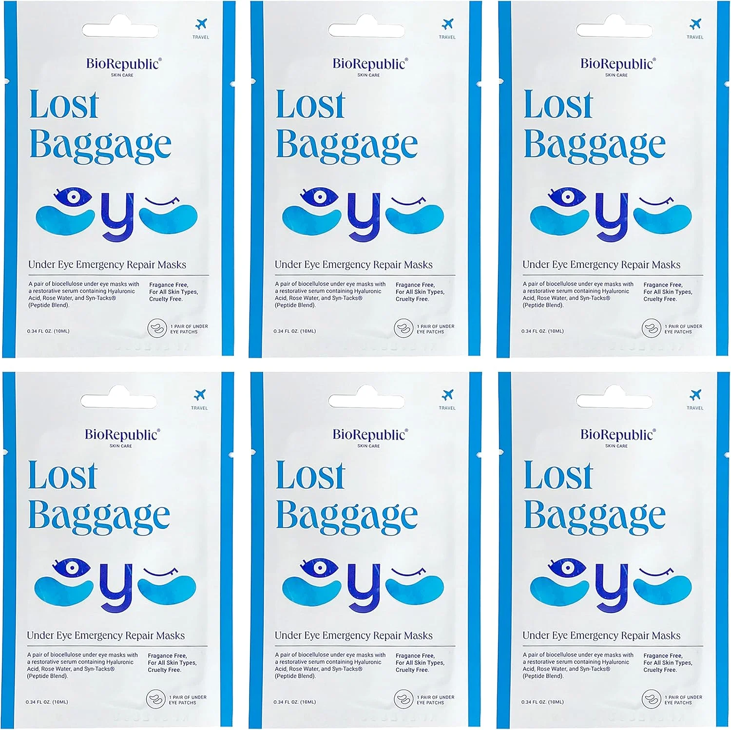 ماسک ترمیم اورژانسی زیر چشم بایو ریپابلیک اسکین کر با سرم احیا کننده، مناسب برای انواع پوست - 1 جفت، بسته 6 عددی