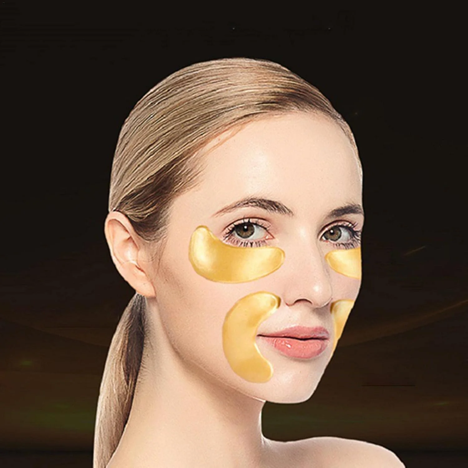 پدهای زیر چشم - پد چشم طلایی 5 جفتی، ترمیم کننده سیاهی و خستگی دور چشم | محصولات محافظت از چشم، پد زیر چشم برای مراقبت شخصی.