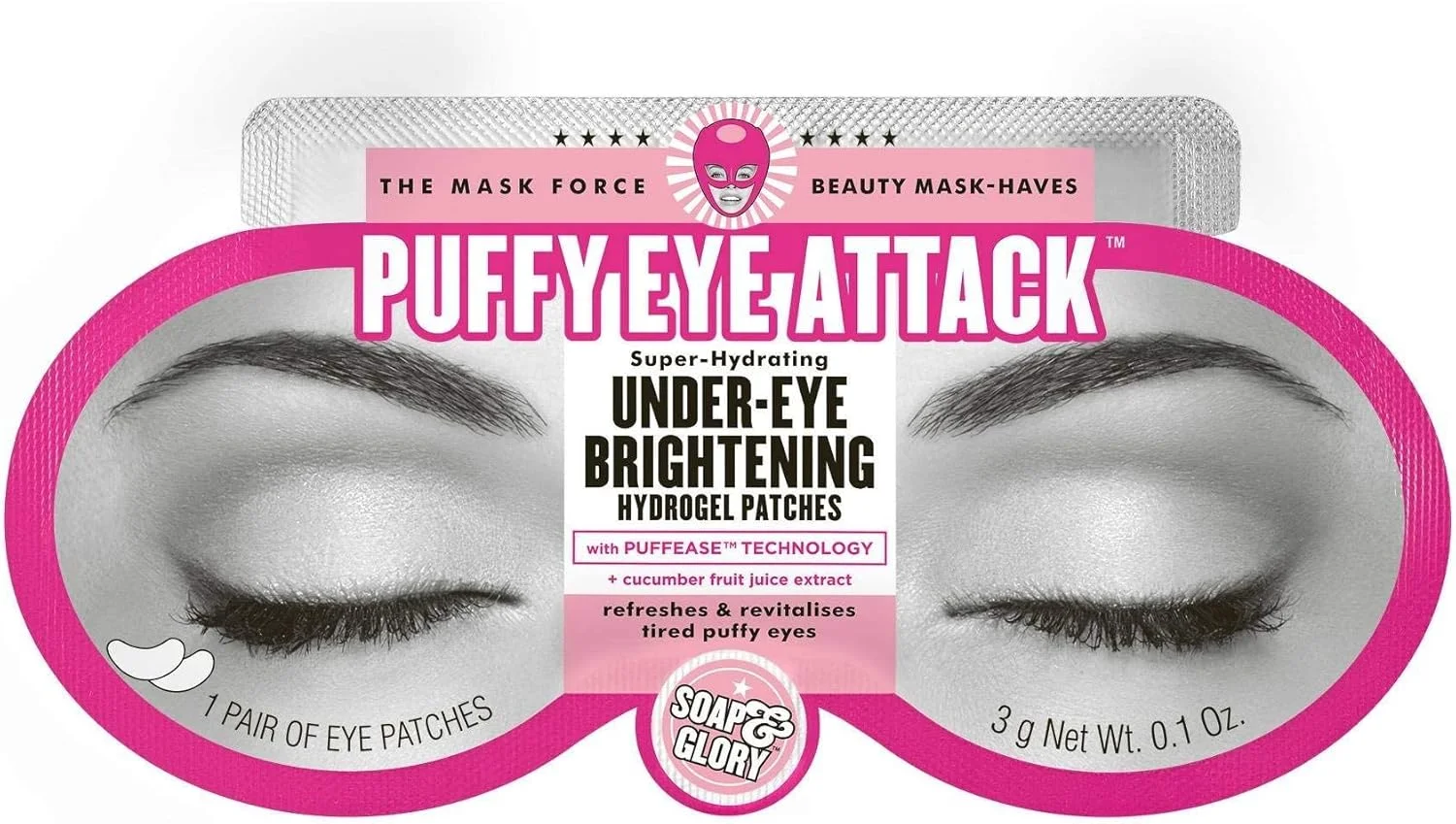 پدهای هیدروژلی روشن کننده زیر چشم Soap & Glory Puffy Under Eye Attack