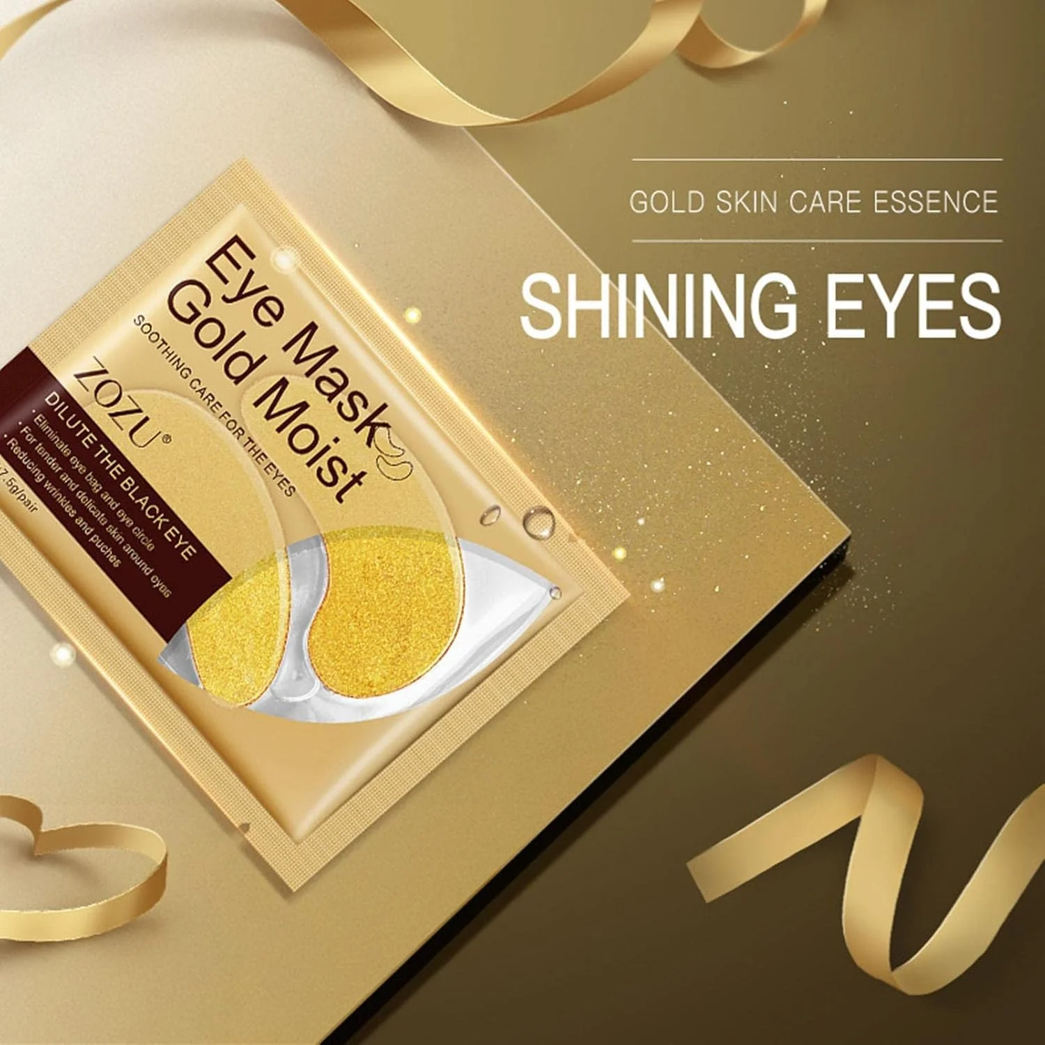 پدهای زیر چشم - پد چشم طلایی 5 جفتی، ترمیم کننده سیاهی و خستگی دور چشم | محصولات محافظت از چشم، پد زیر چشم برای مراقبت شخصی.