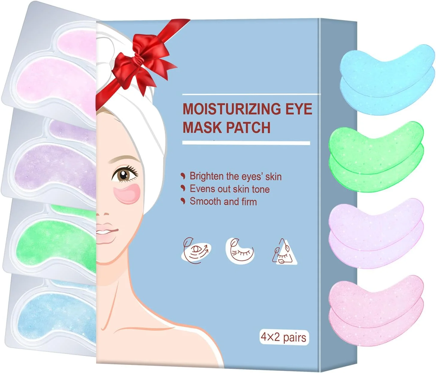 پدهای زیر چشم برای سیاهی دور چشم، ماسک چشم برای پف زیر چشم، ست اسپا برای زنان، پدهای ژلی مرطوب کننده چشم برای چین و چروک با کلاژن، اسید هیالورونیک، آلوئه ورا و حلزون، مراقبت از پوست مسافرتی، 8 جفت