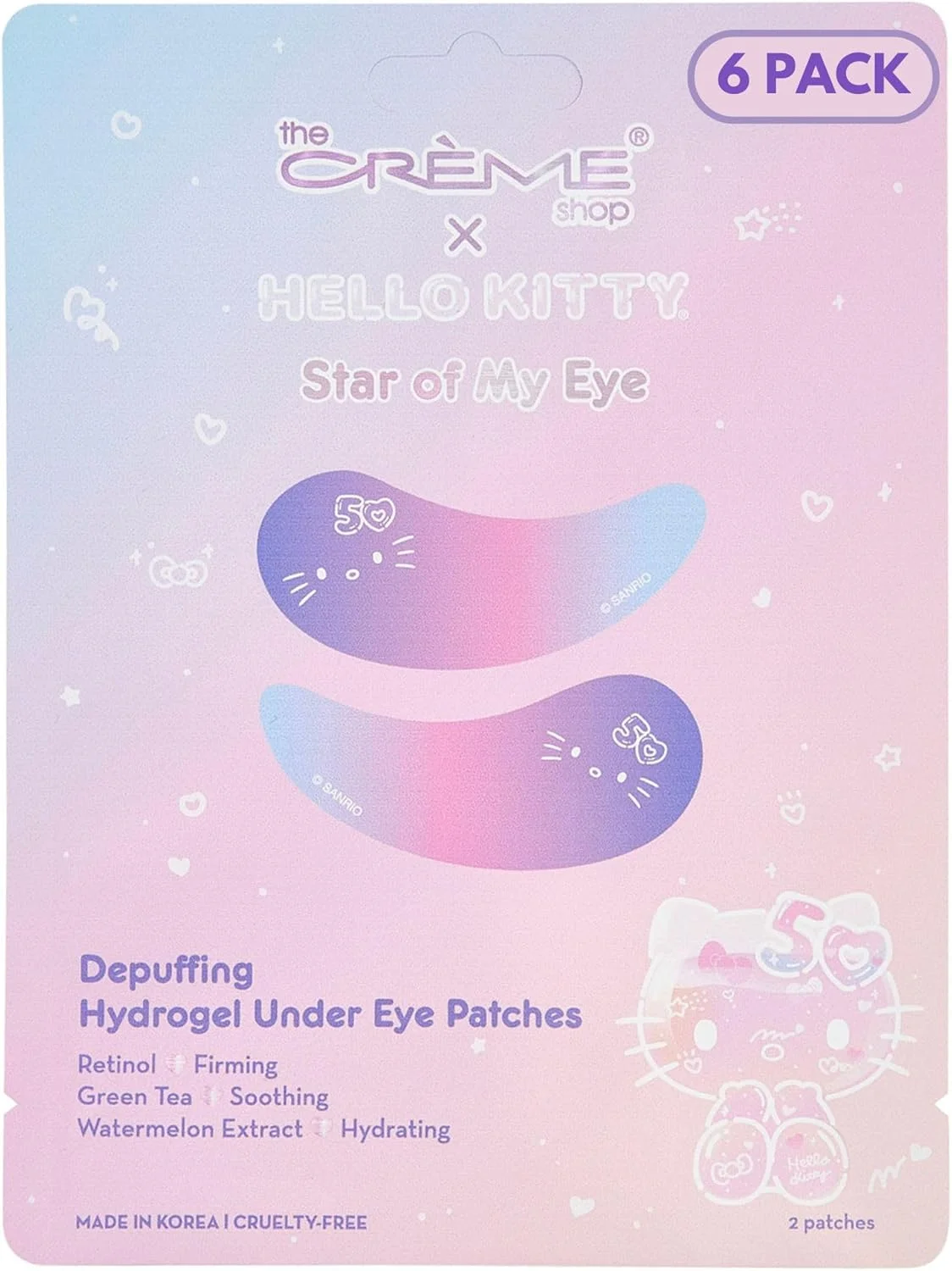 پچ زیر چشم آبرسان و ضد پف The Crème Shop x Hello Kitty Star Of My Eye - نسخه محدود پنجاهمین سالگرد (بسته 6 عددی)