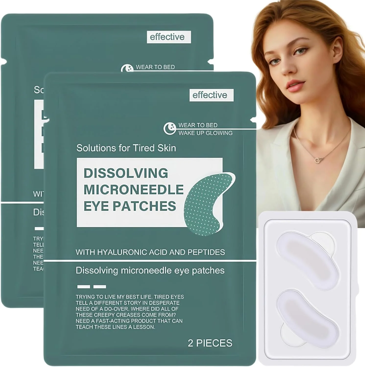 پچ های حل شونده دور چشم، ماسک دور چشم، پچ های دور چشم برای حلقه های تیره، پچ های ژلی زیر چشم، پچ های خنک کننده دور چشم، حاوی هیالورونیک اسید و پپتیدها، کاهش دهنده چین و چروک و پف