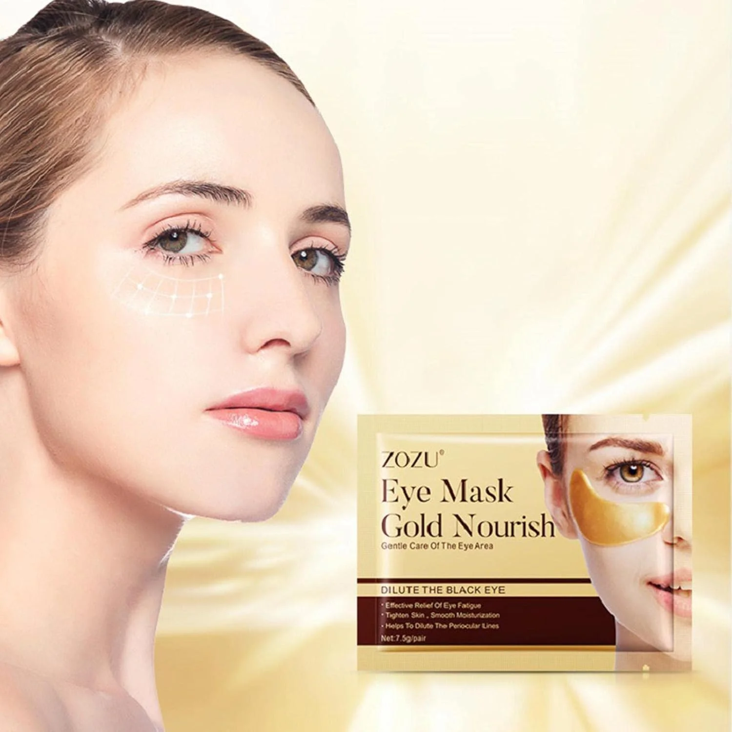 پدهای زیر چشم - پد چشم طلای 24 عیار، زیبایی و مراقبت شخصی | نوارهای لیفت پلک 24 عیار، کاهش دهنده سیاهی دور چشم، خستگی چشم، پف زیر چشم و چین و چروک.