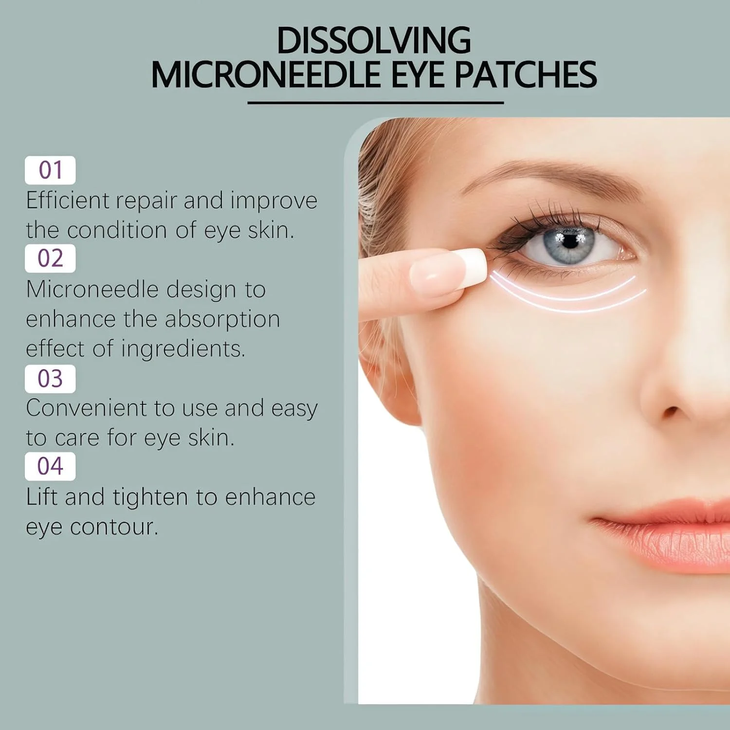 پچ های حل شونده دور چشم، ماسک دور چشم، پچ های دور چشم برای حلقه های تیره، پچ های ژلی زیر چشم، پچ های خنک کننده دور چشم، حاوی هیالورونیک اسید و پپتیدها، کاهش دهنده چین و چروک و پف