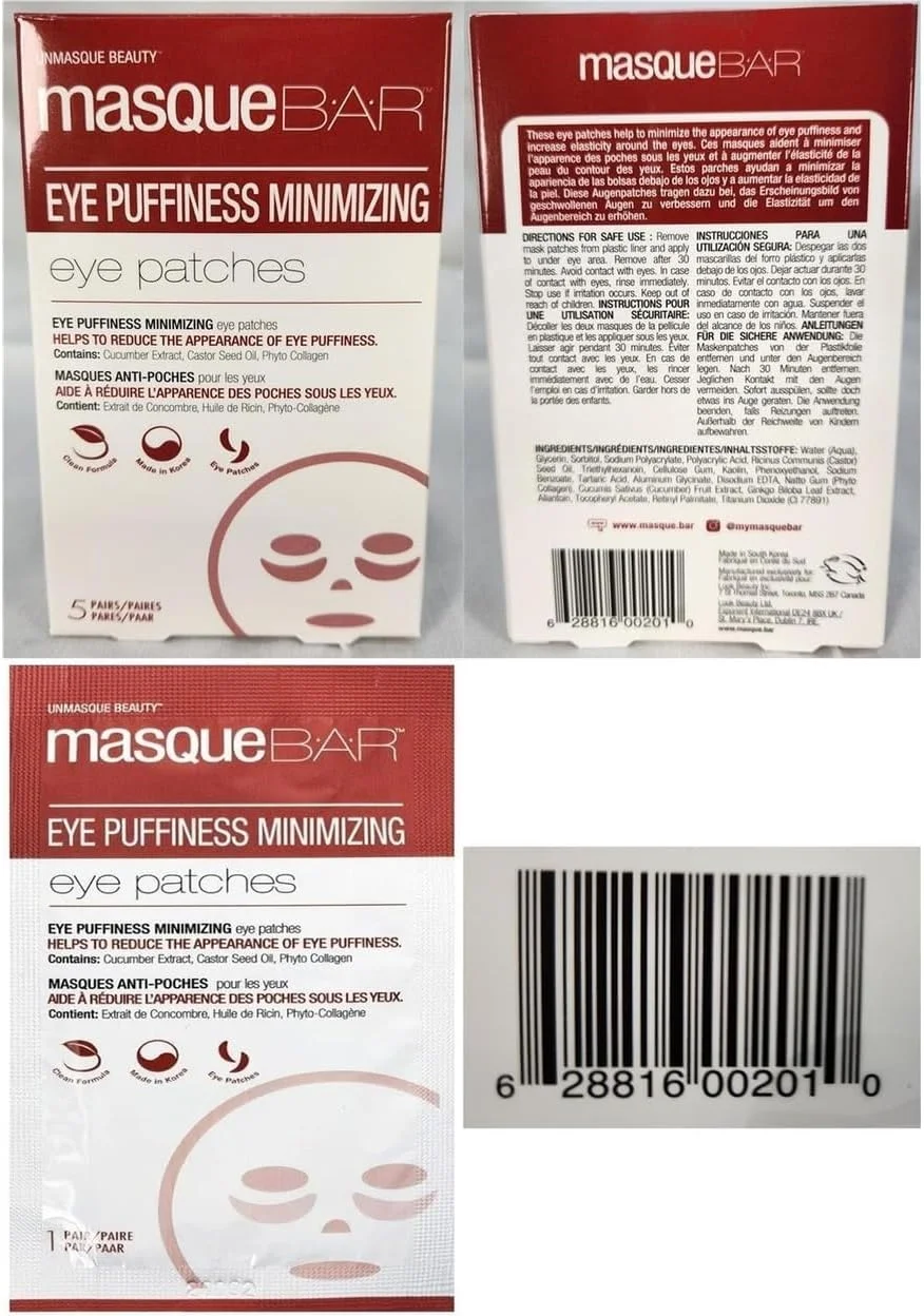 پدهای ماسک چشم برای کاهش پف (5 جفت) - درمان مراقبت از پوست زیر چشم کره ای - کاهش ظاهر پف چشم، افزایش خاصیت ارتجاعی ناحیه چشم - آبرسانی و صاف کردن پوست