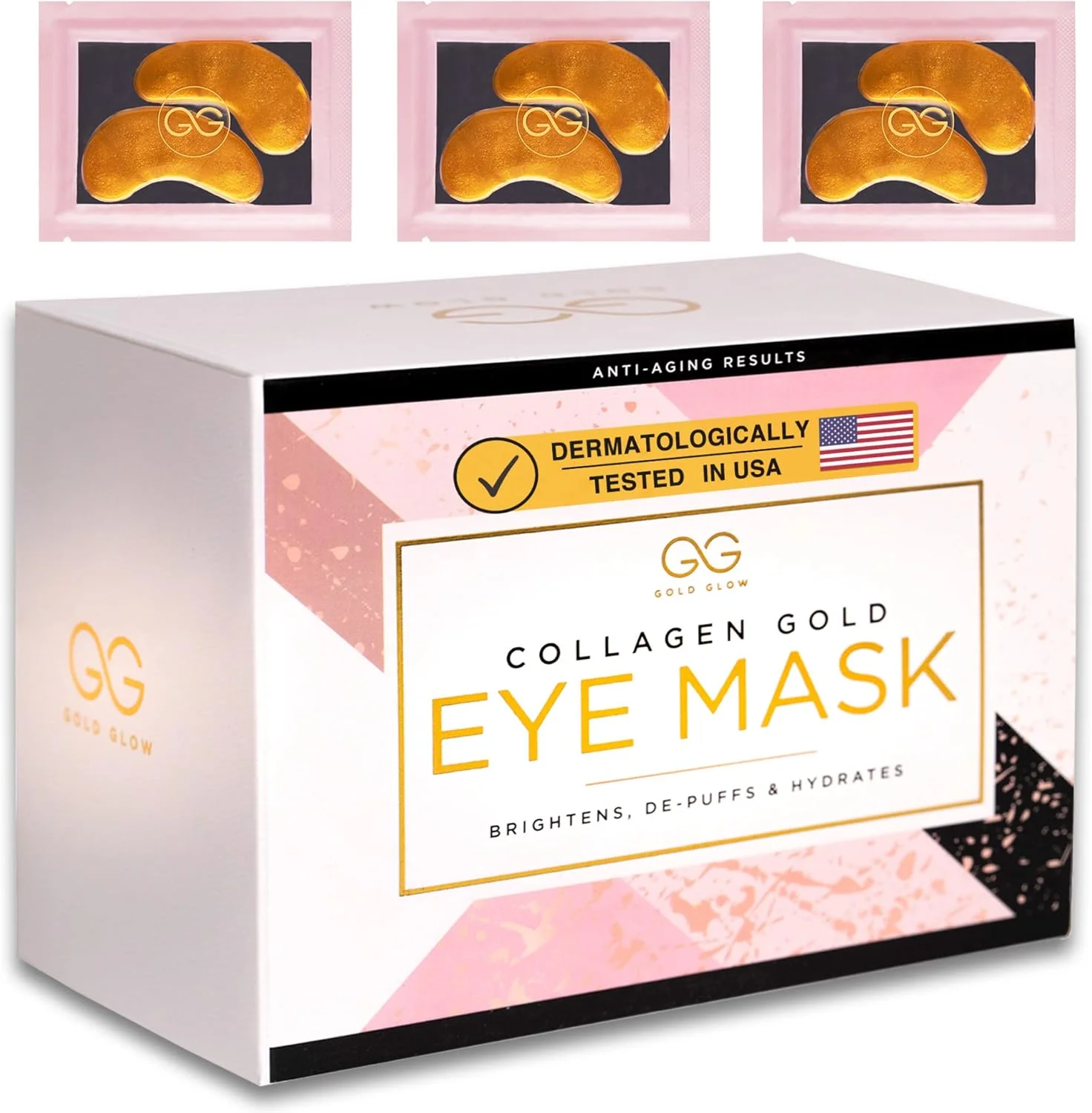 پد ژلی زیر چشم کلاژن 24 عیار، کاهش پف، حلقه‌های تیره، ضد چروک، ضد پیری، ماسک طلایی چشم، هیدروژل، درمان کیسه‌های زیر چشم، پدهای چشم پف‌دار برای مردان و زنان (30 جفت)