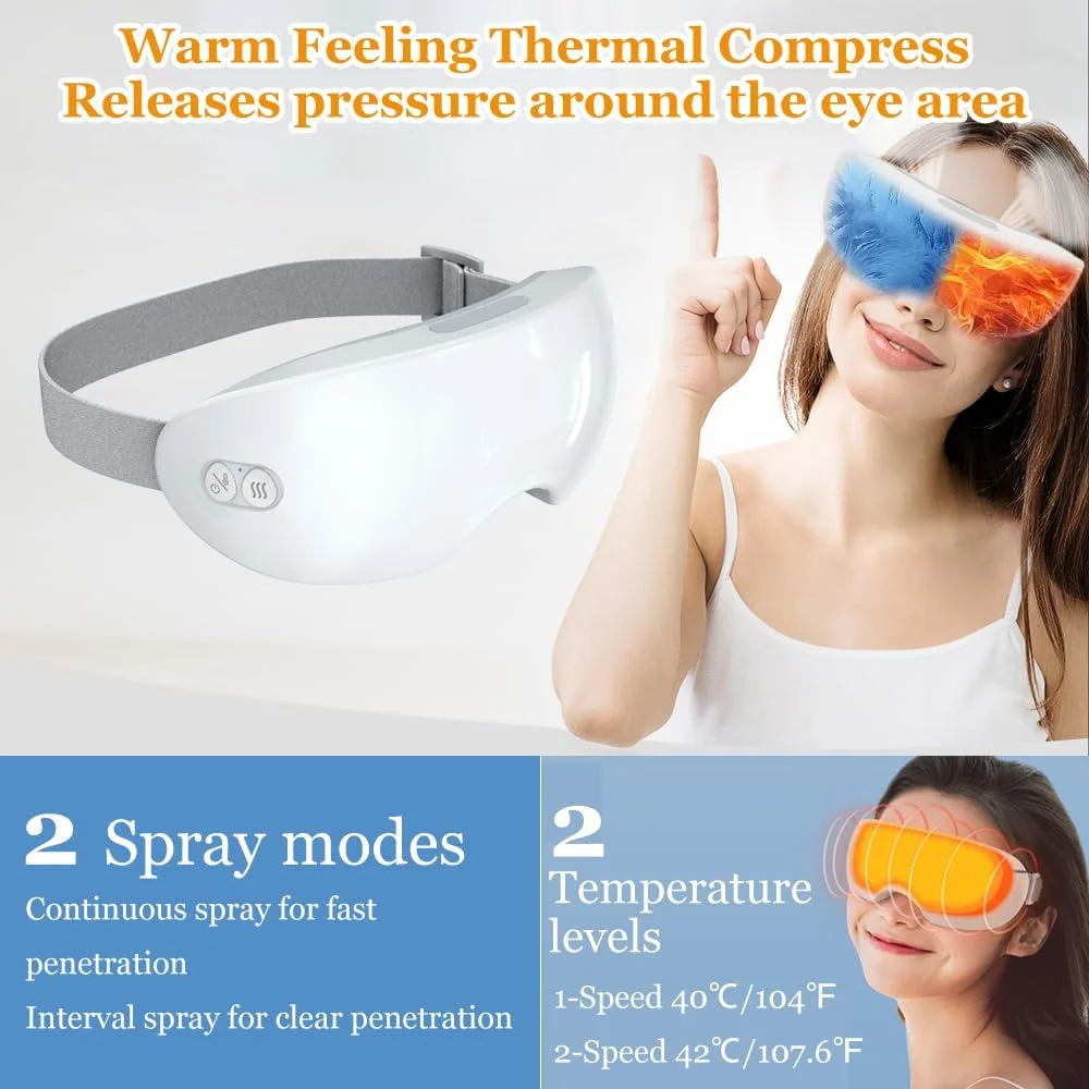 ماسک چشم بخار، ماسک چشم گرمایشی، پد گرم کننده چشم برقی USB، اتمیزاسیون در اندازه میکرون، تسکین دهنده سیاهی دور چشم، خشکی و خستگی زیر چشم (سفید)