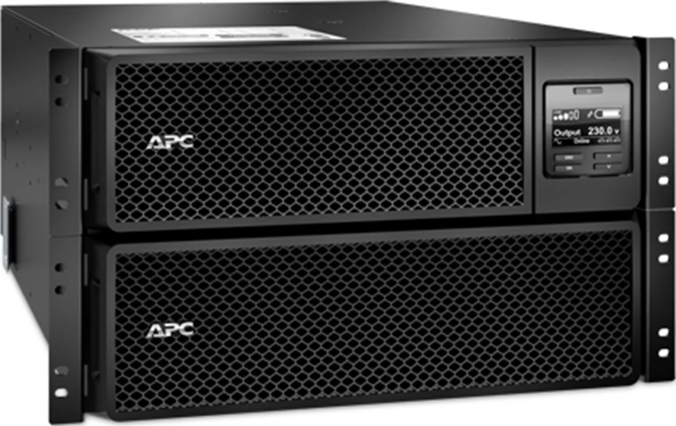 APC Smart-UPS On-Line با کنسول کنترل و وضعیت LCD چند منظوره، ظرفیت 10.0 کیلووات / 10.0 کیلو ولت آمپر، ولتاژ خروجی 230 ولت، RJ-45 10/100 Base-T، سریال RJ-45، Smart-Slot، USB | SRT10KRMXLI