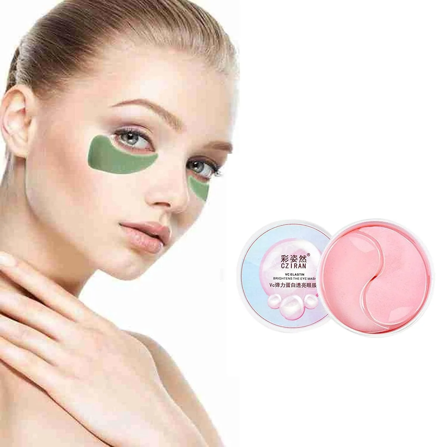 ماسک دور چشم جلبک دریایی سفت کننده 60 عددی، ماسک دور چشم کلاژن، پچ های آبرسان ضد چروک دور چشم، پچ های زیر چشم برای پف زیر چشم، کاهش چین و چروک زیر کیسه های چشم (A)