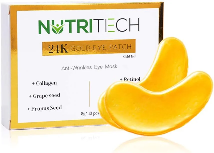 پچ های زیر چشم نوتریتک، ماسک زیر چشم کلاژن طلای 24 عیار، ضد پیری، ماسک درمان زیر چشم برای پف، حلقه های تیره و چین و چروک، 10 جفت