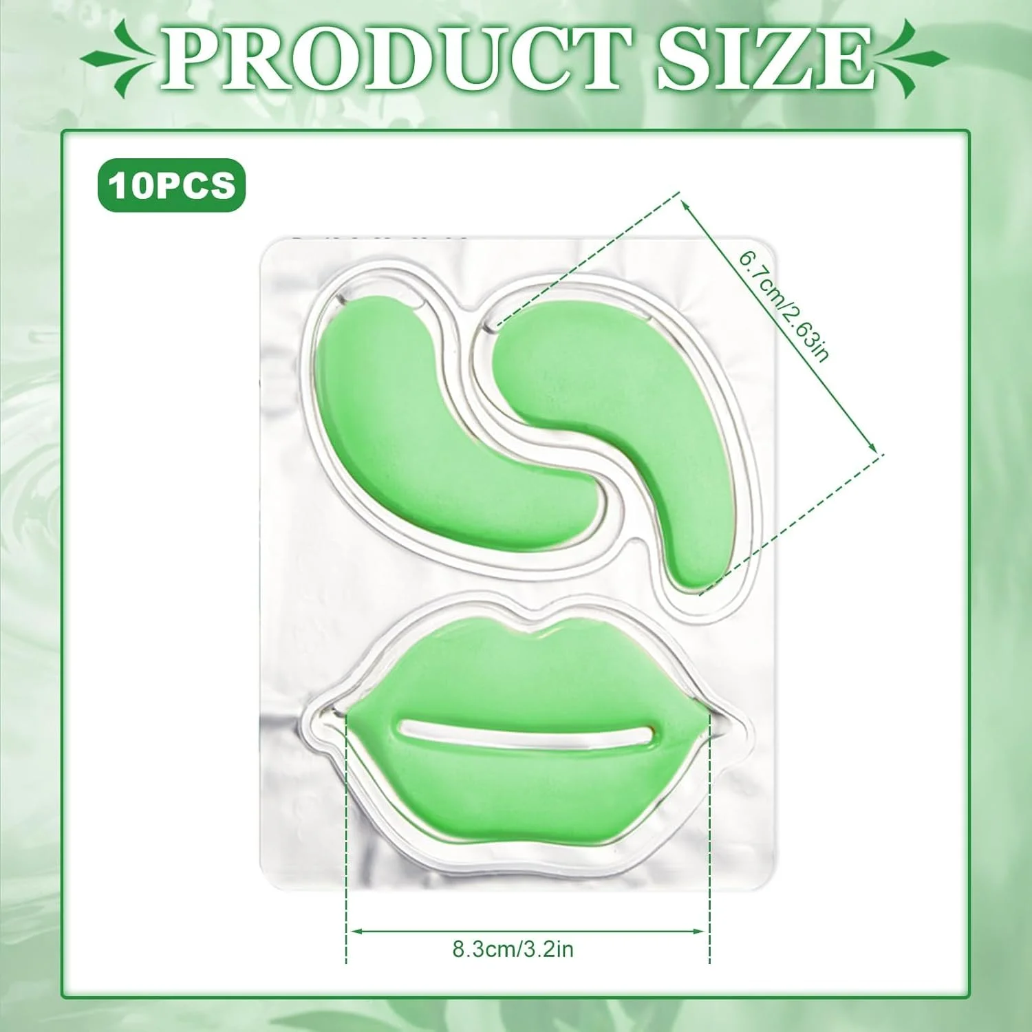 پدهای دور چشم و ماسک لب آلوئه ورا، حاوی اسید هیالورونیک و عصاره آلوئه ورا، مراقبت از لب، پدهای دور چشم برای رفع تیرگی، چین و چروک، زیر چشم، ضد پیری، رفع پف