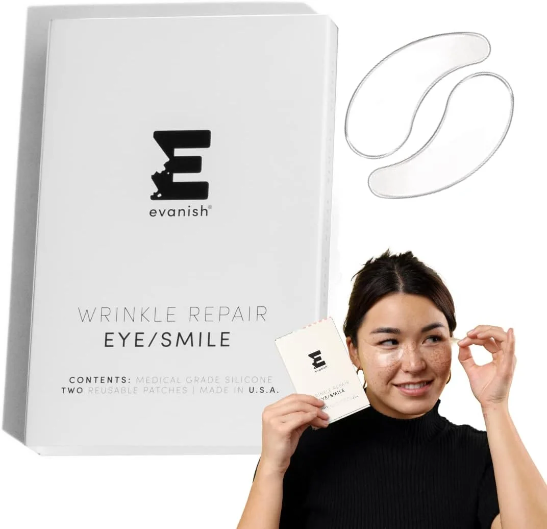 پد زیر چشم و خط خنده Evanish - پدهای آبرسان زیر چشم برای پف و خطوط ریز - ماسک های ژلی سیلیکونی قابل استفاده مجدد - ساخت آمریکا (2 عدد)