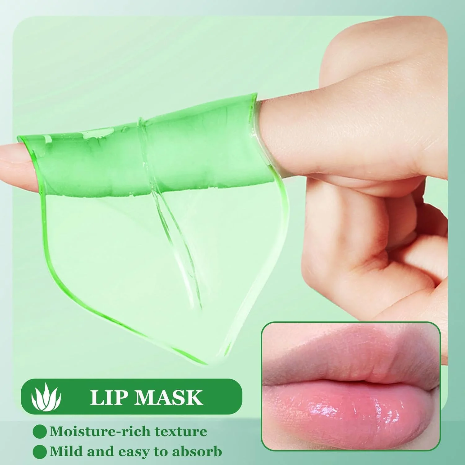 پدهای دور چشم و ماسک لب آلوئه ورا، حاوی اسید هیالورونیک و عصاره آلوئه ورا، مراقبت از لب، پدهای دور چشم برای رفع تیرگی، چین و چروک، زیر چشم، ضد پیری، رفع پف